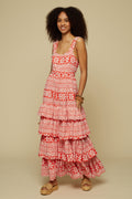 ATTICO MAXI DRESS (Red Labyrinth&Flowers)