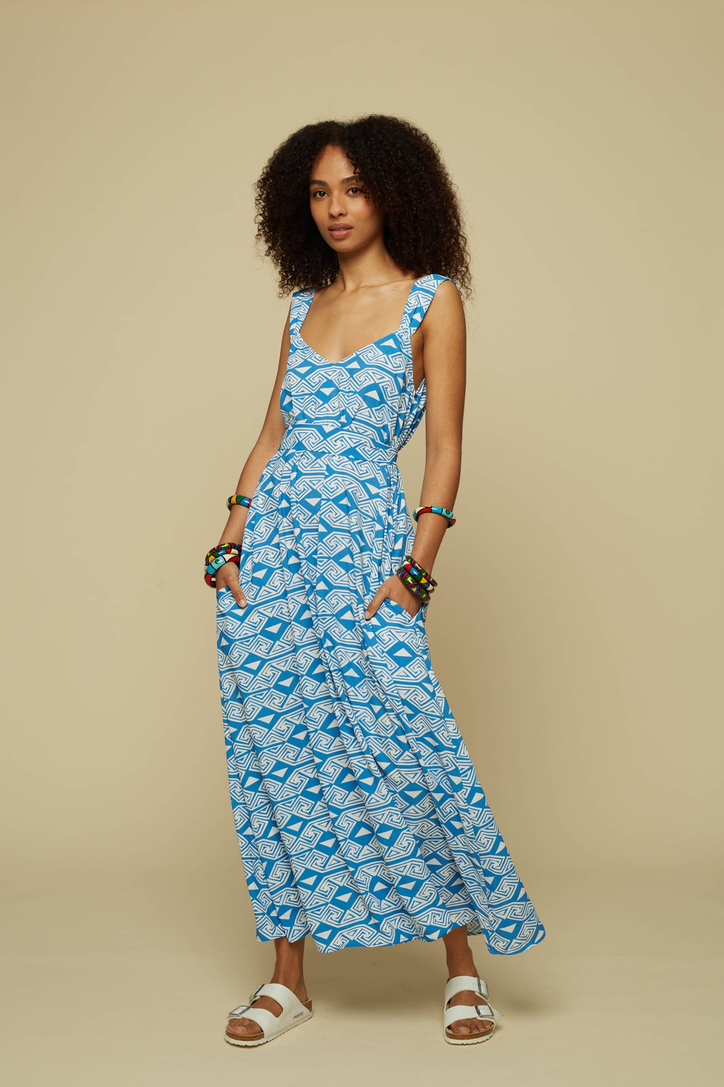 EPOS MAXI DRESS (Blue Chain&Triangles)