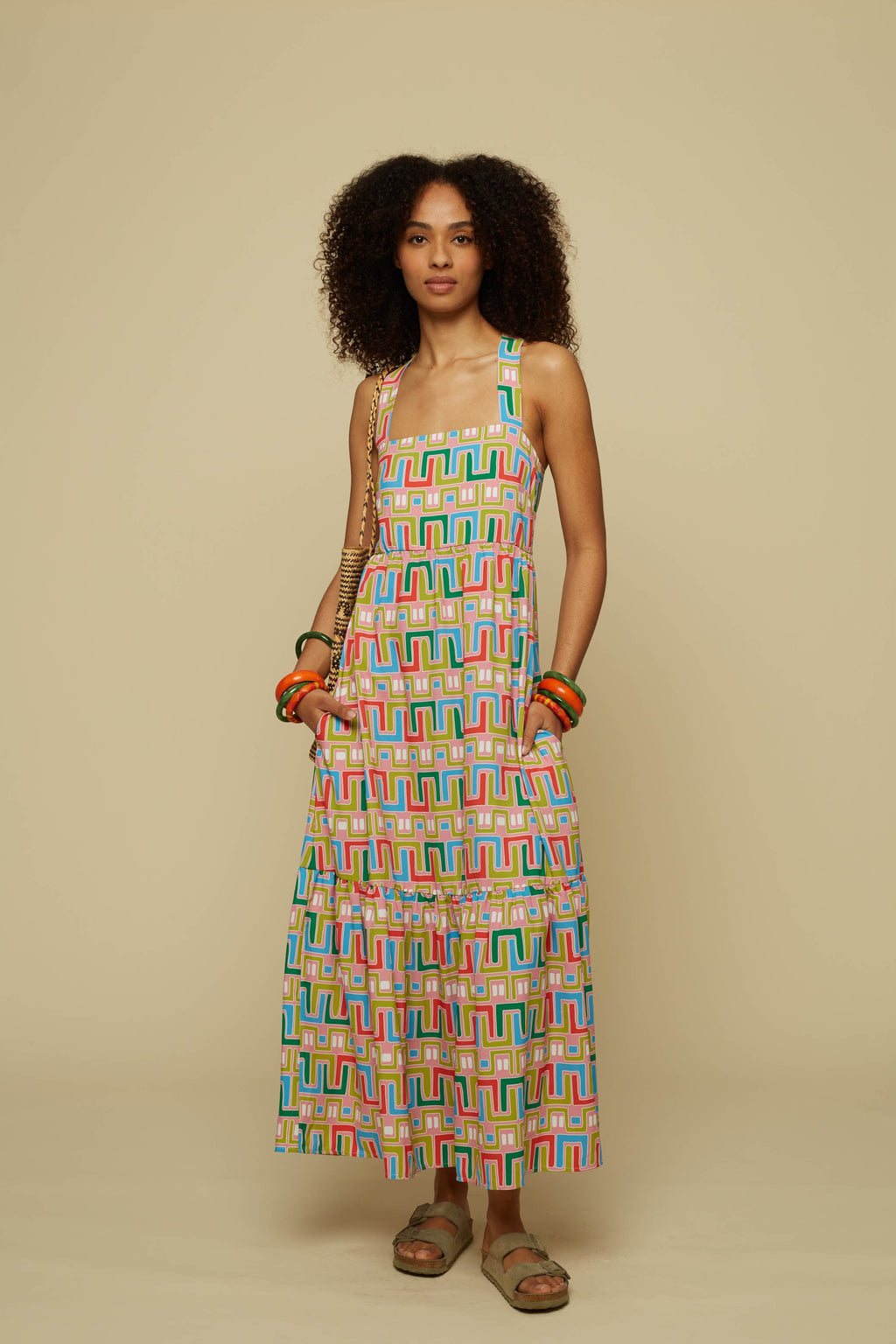 PERIGRAMMA MAXI DRESS (Pink Abstract Labyrinth)