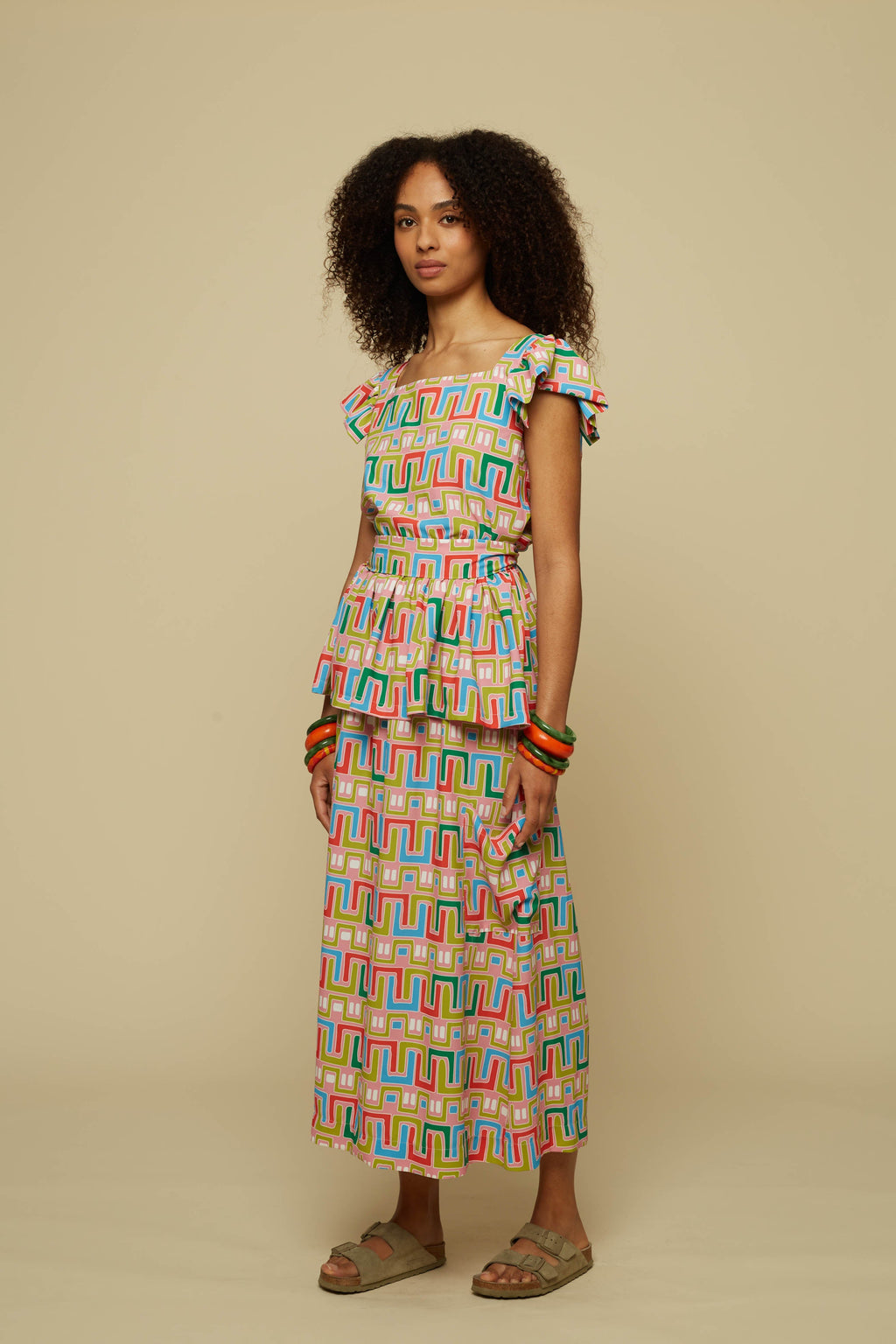 TECTON SKIRT (PINK ABSTRACT LABYRINTH PRINT)