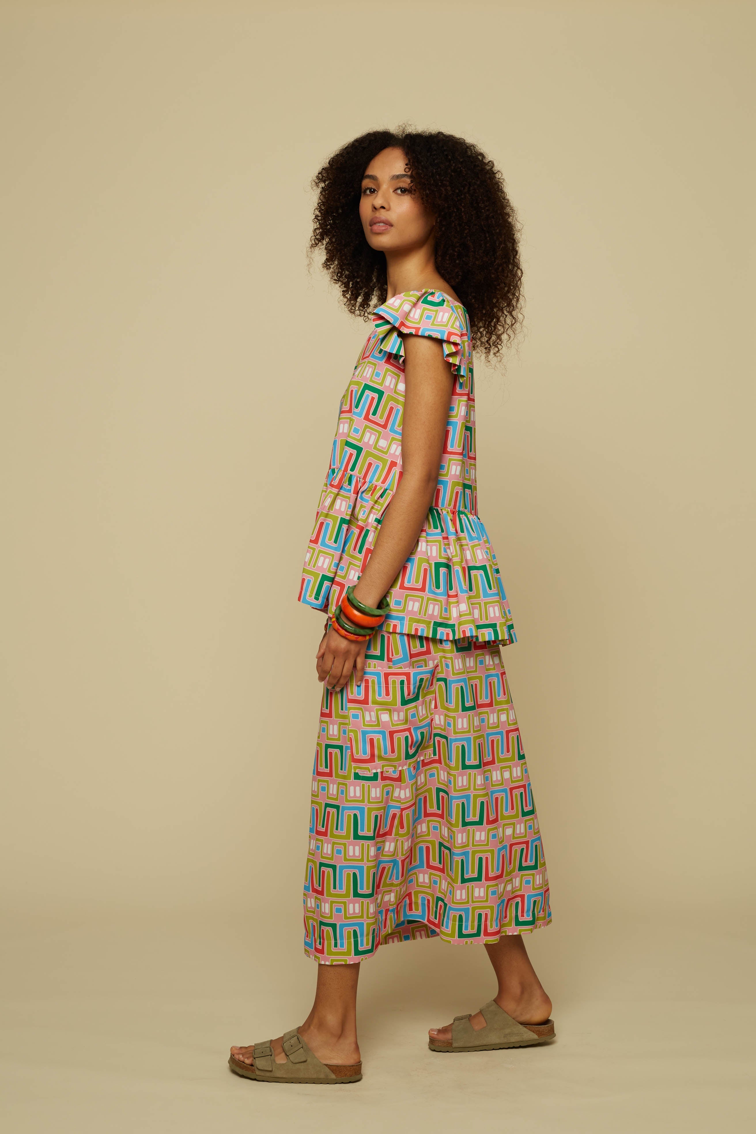 TECTON SKIRT (PINK ABSTRACT LABYRINTH PRINT)