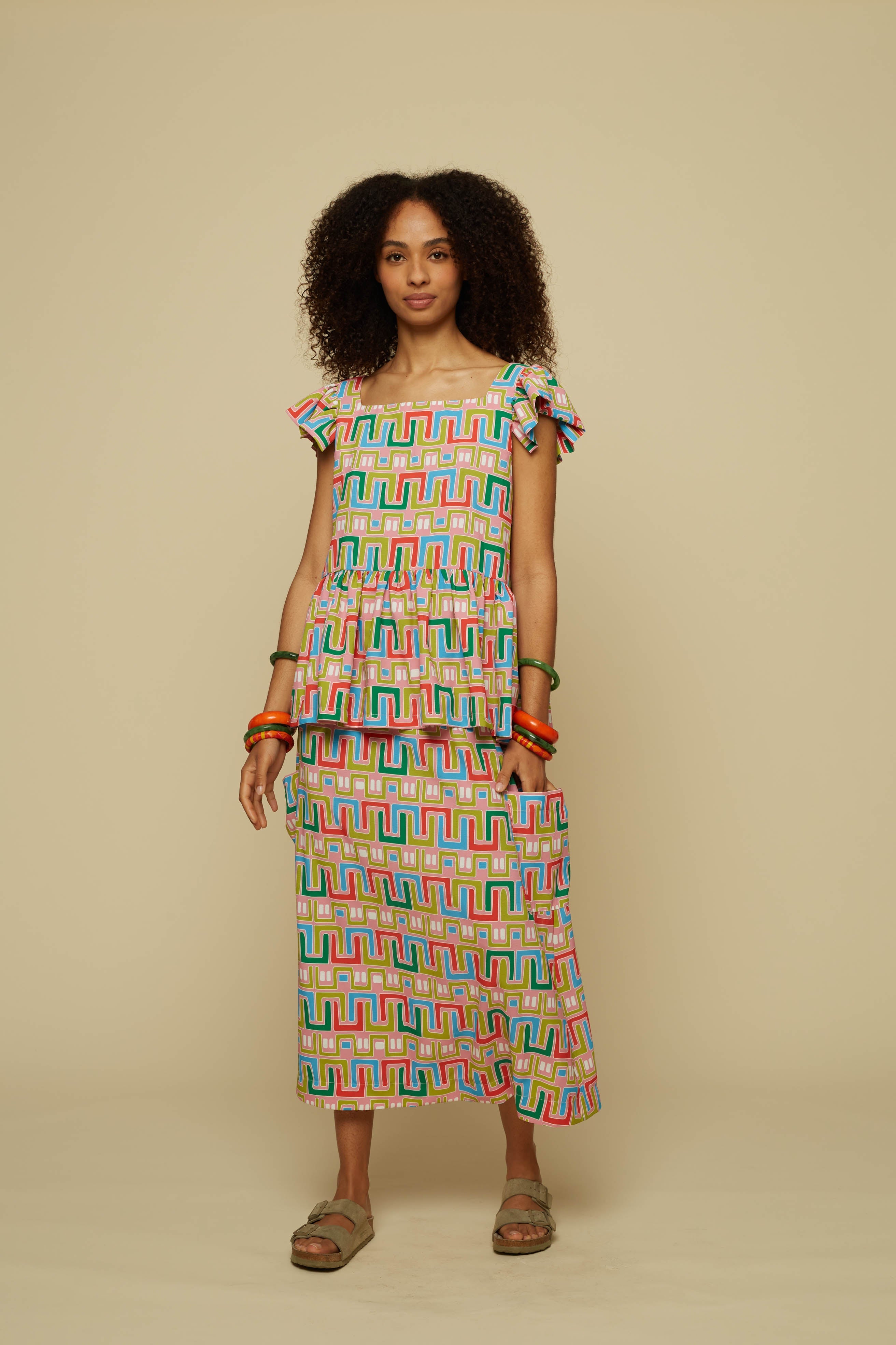 TECTON SKIRT (PINK ABSTRACT LABYRINTH PRINT)
