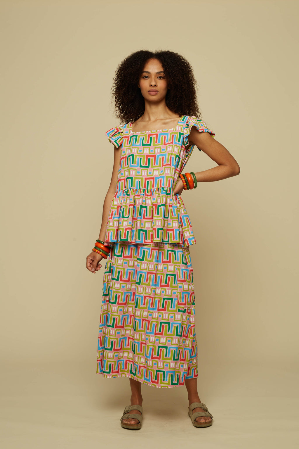 KYKLOS TOP  (PINK ABSTRACT LABYRINTH PRINT)