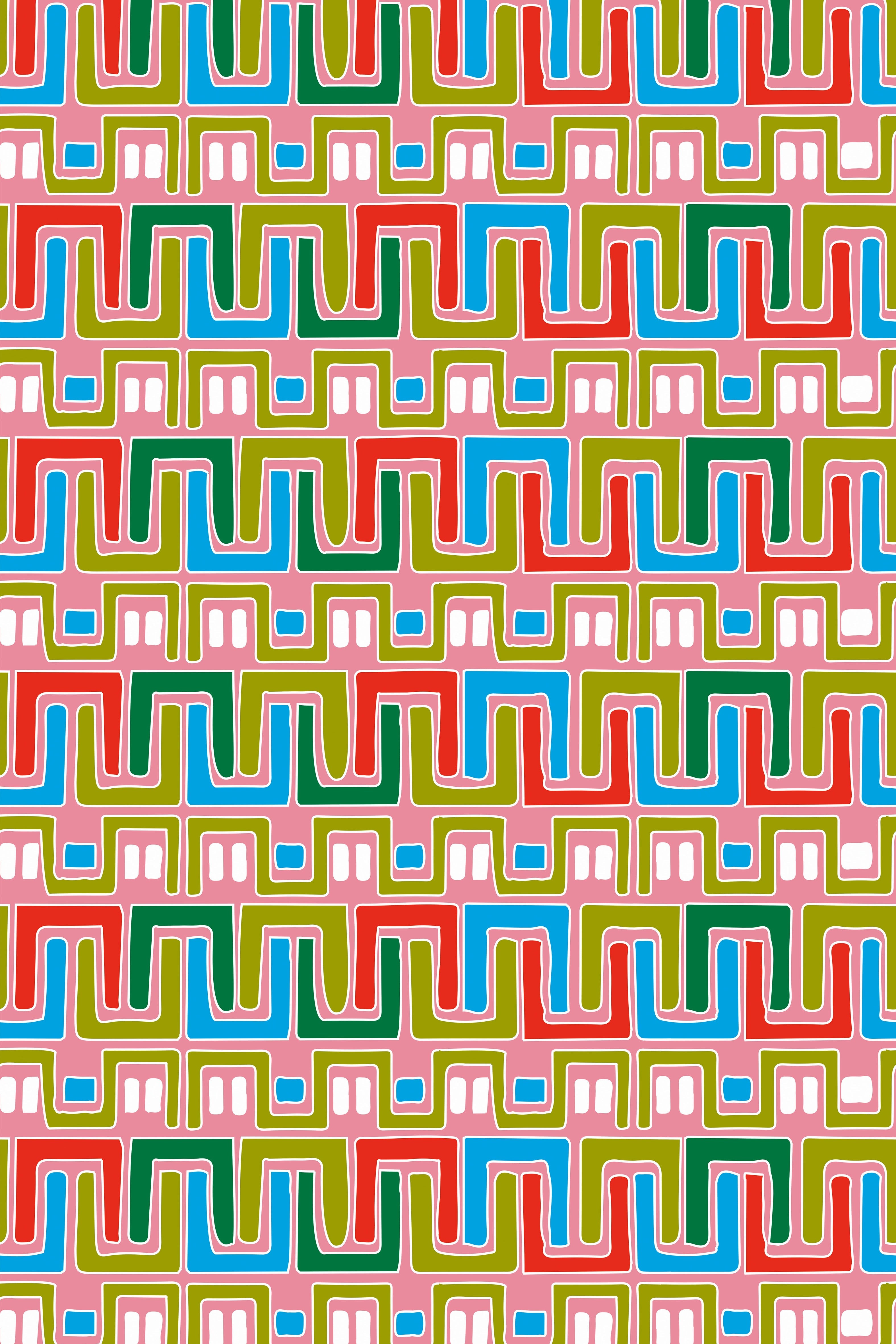 KYKLOS TOP  (PINK ABSTRACT LABYRINTH PRINT)