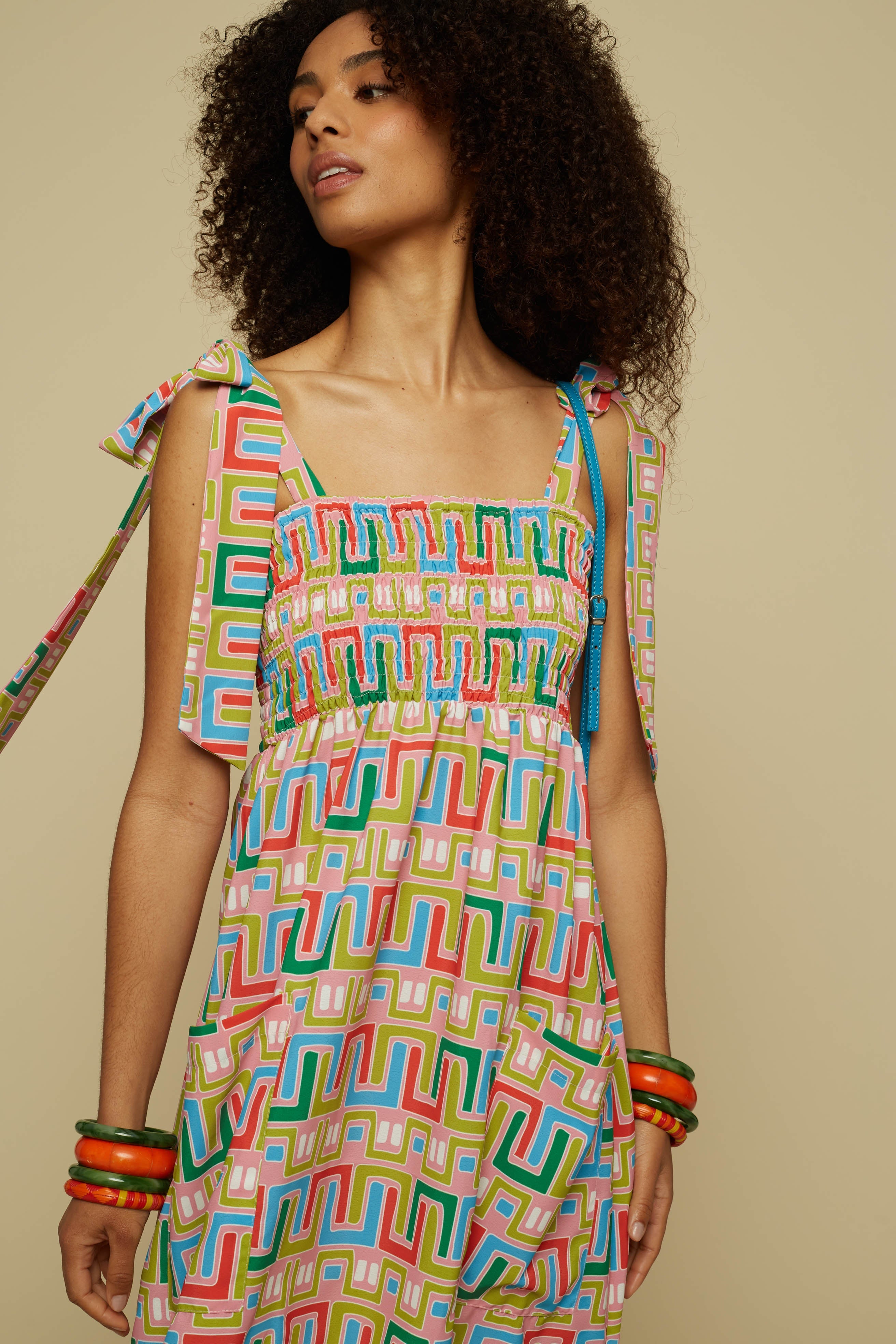 FORMA MINI DRESS (Pink Abstract Labyrinth)