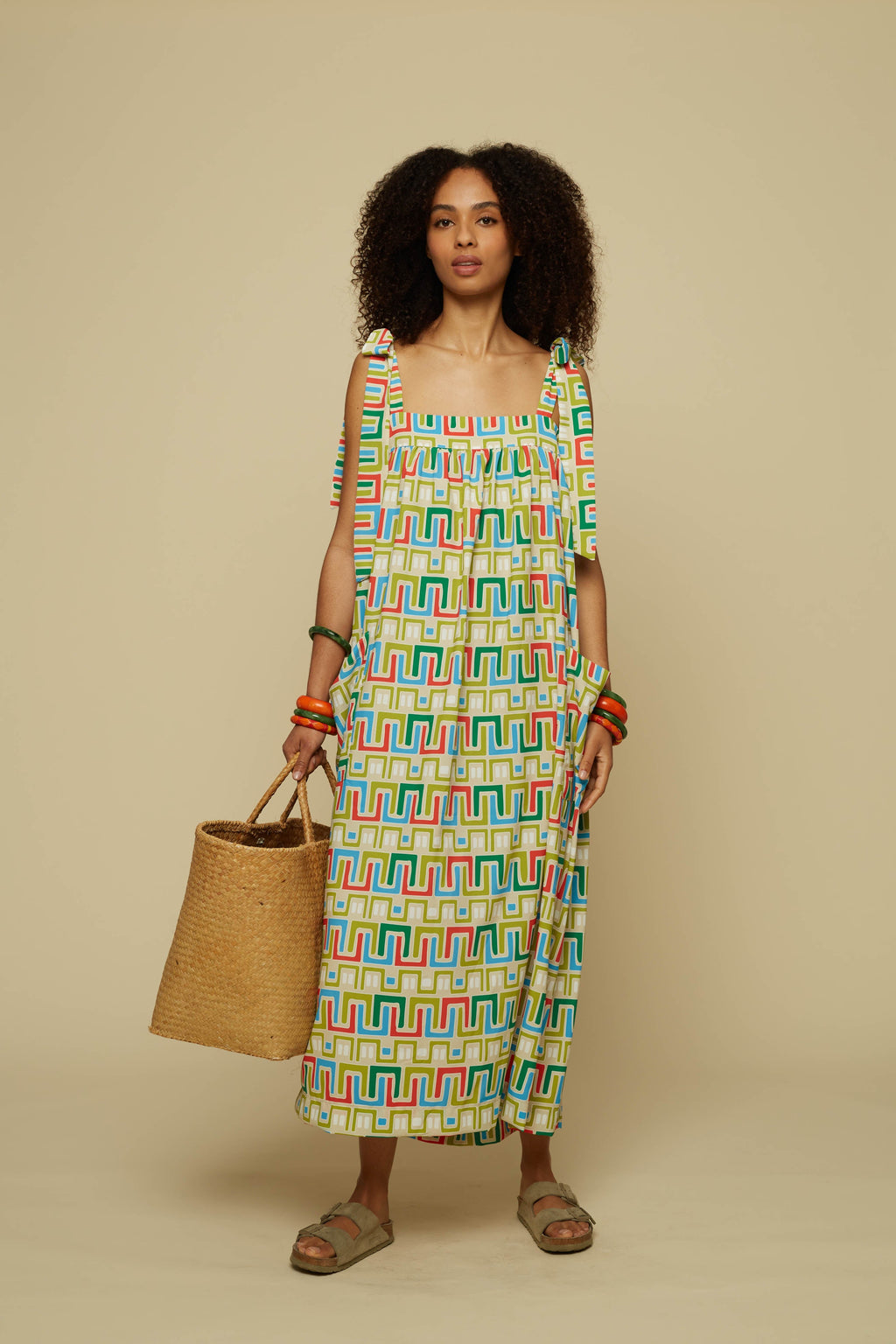 FORMA MAXI DRESS (Beige Abstract Labyrinth)