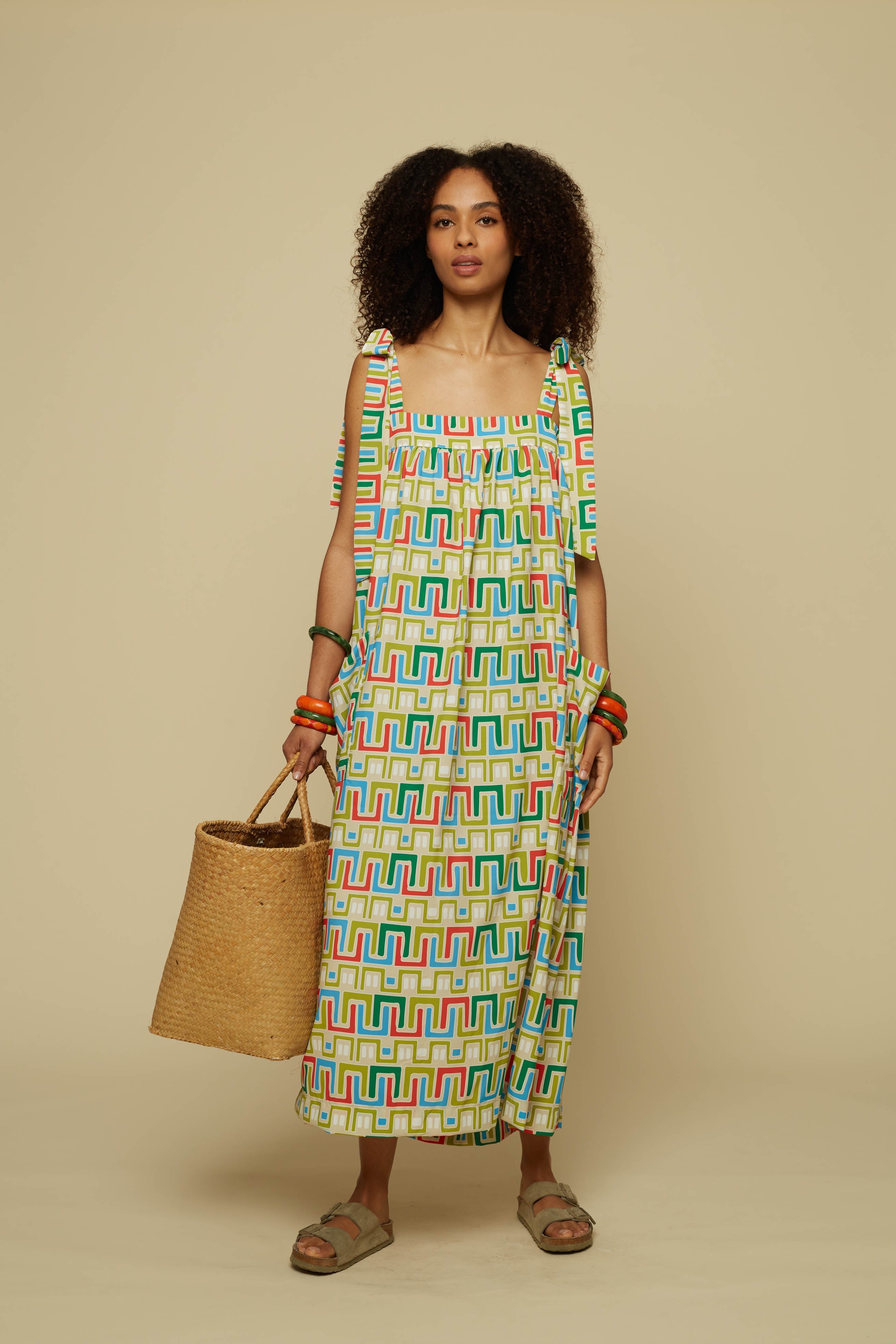 FORMA MAXI DRESS (Beige Abstract Labyrinth)