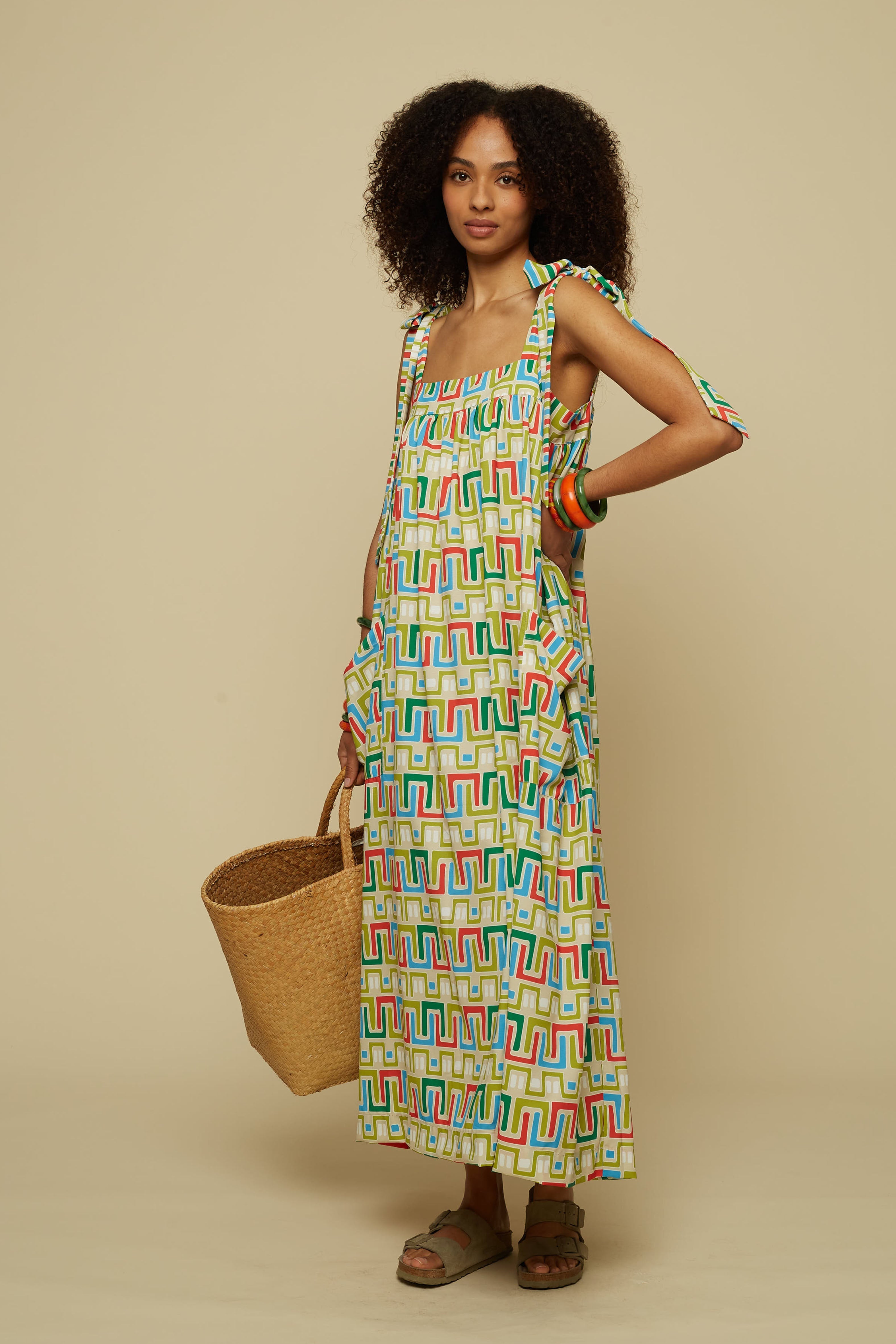 FORMA MAXI DRESS (Beige Abstract Labyrinth)