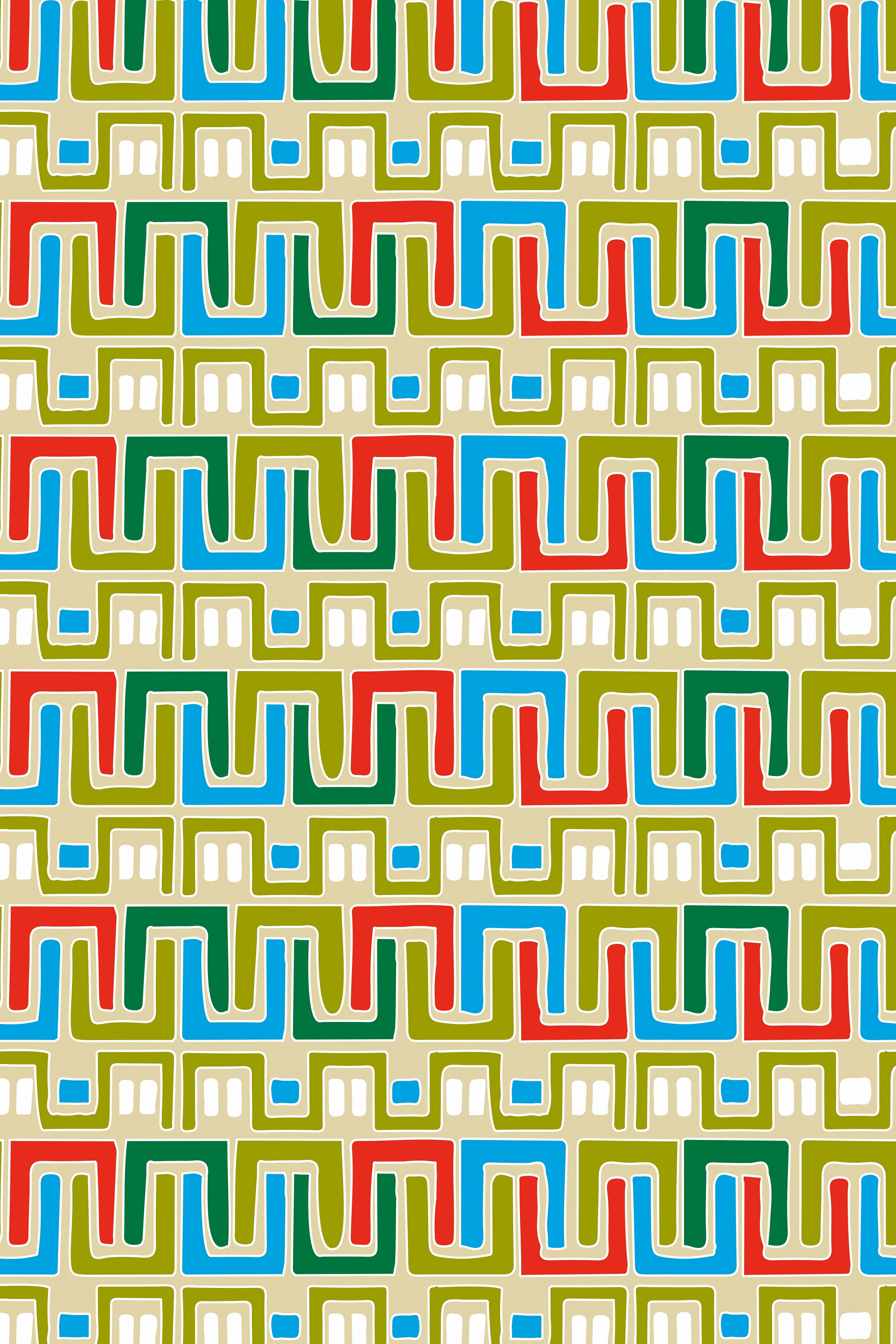 HENIOCHUS PANTS (BEIGE ABSTRACT LABYRINTH PRINT)