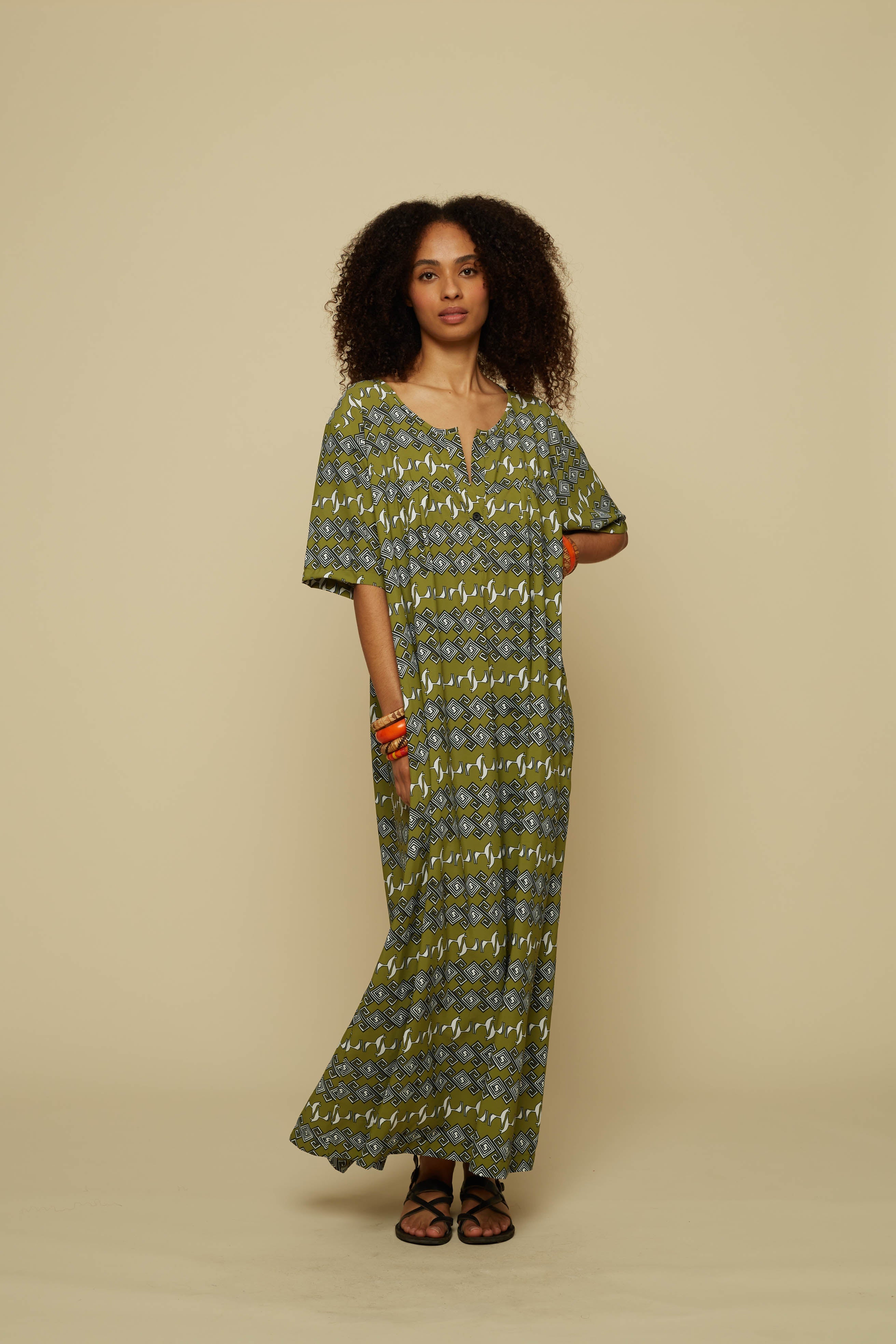 TECTON MAXI DRESS (Green Jewellery&Horses)