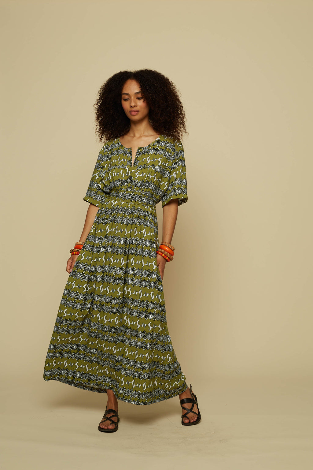 TECTON MAXI DRESS (Green Jewellery&Horses)