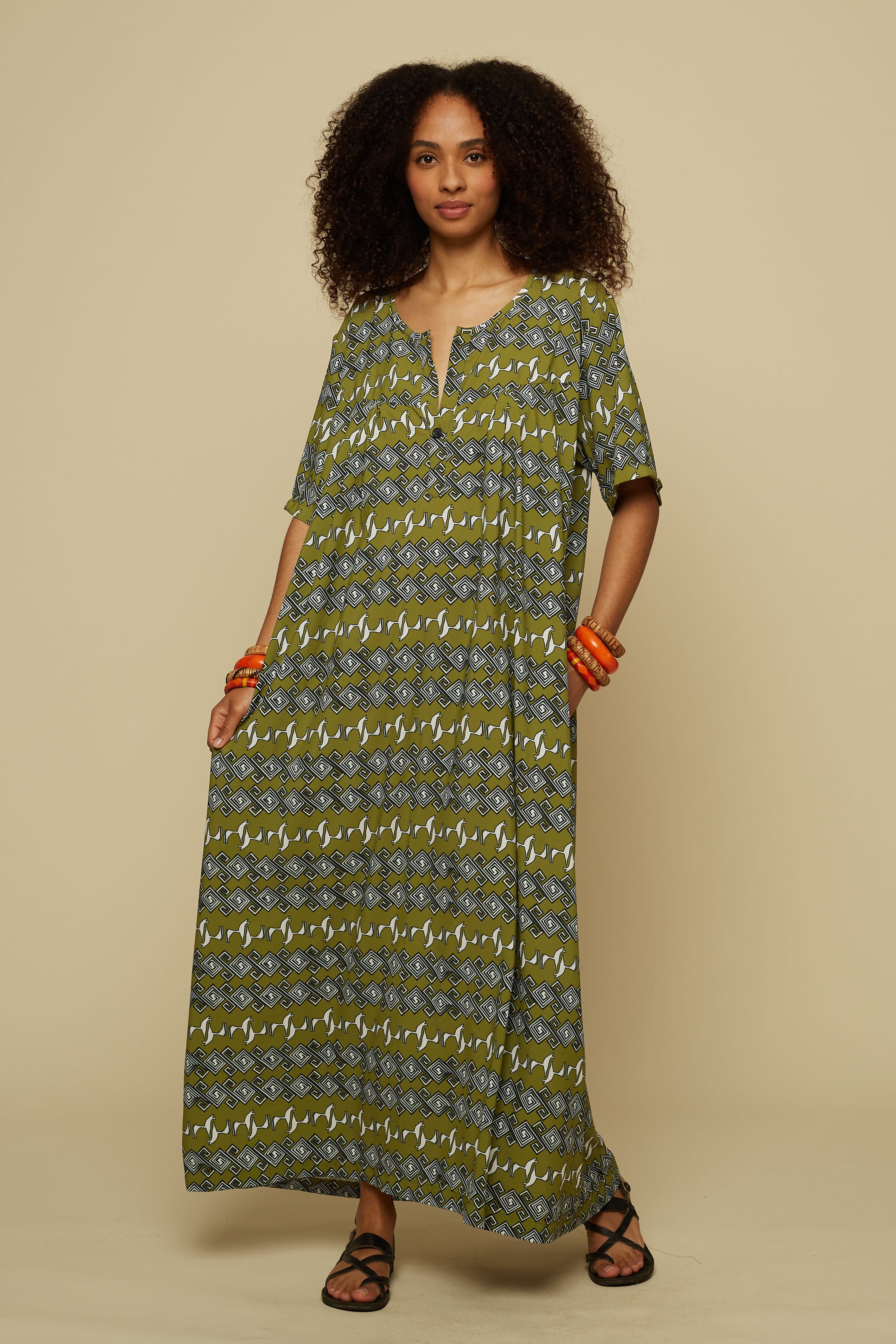 TECTON MAXI DRESS (Green Jewellery&Horses)