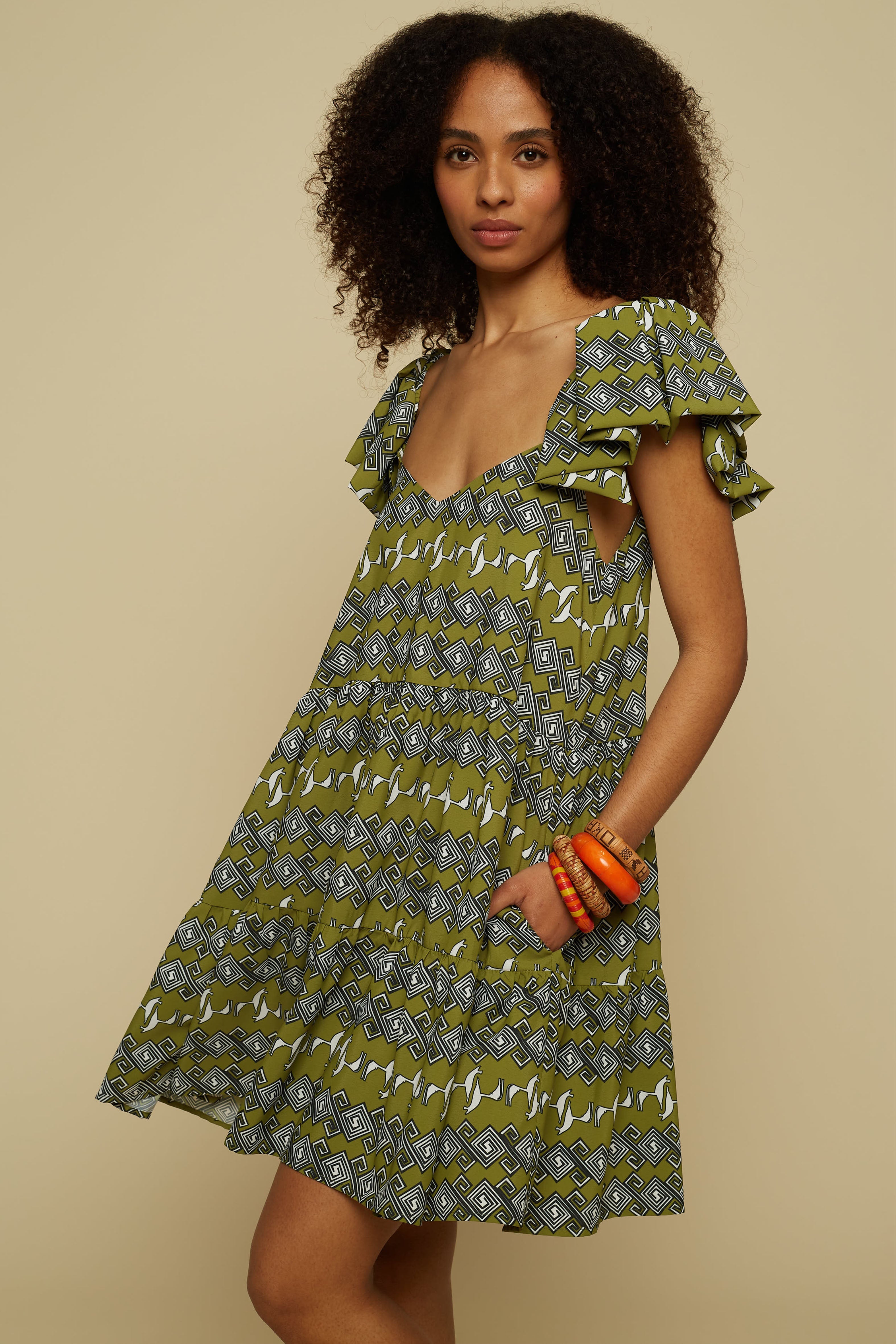 ALOGON MINI DRESS (Green Jewellery&Horses)