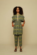 ANATHEMA OVERCOAT (GREEN JEWELLERY&HORSES PRINT)