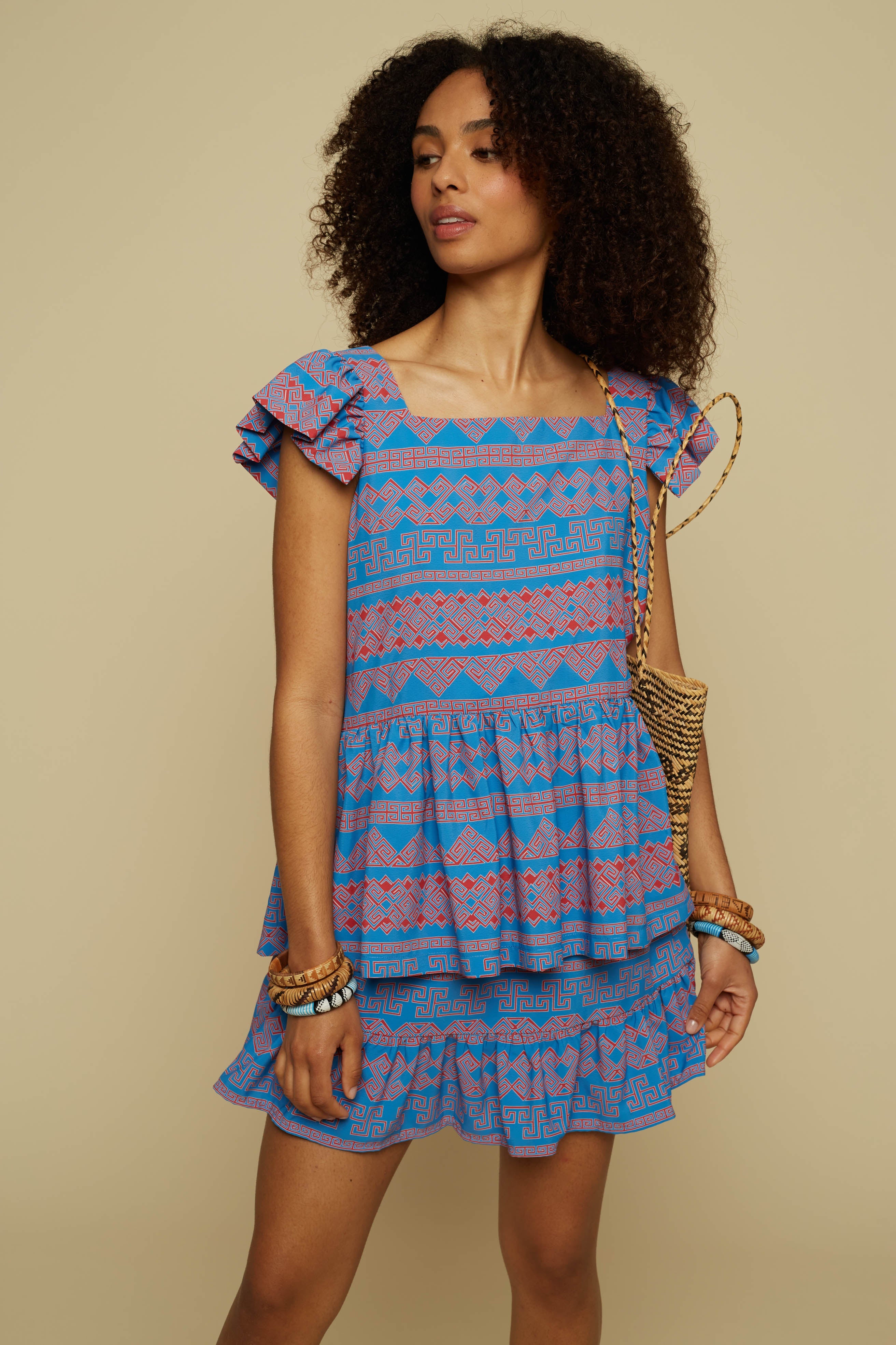 KYKLOS TOP (BLUE JEWELLERY PRINT)