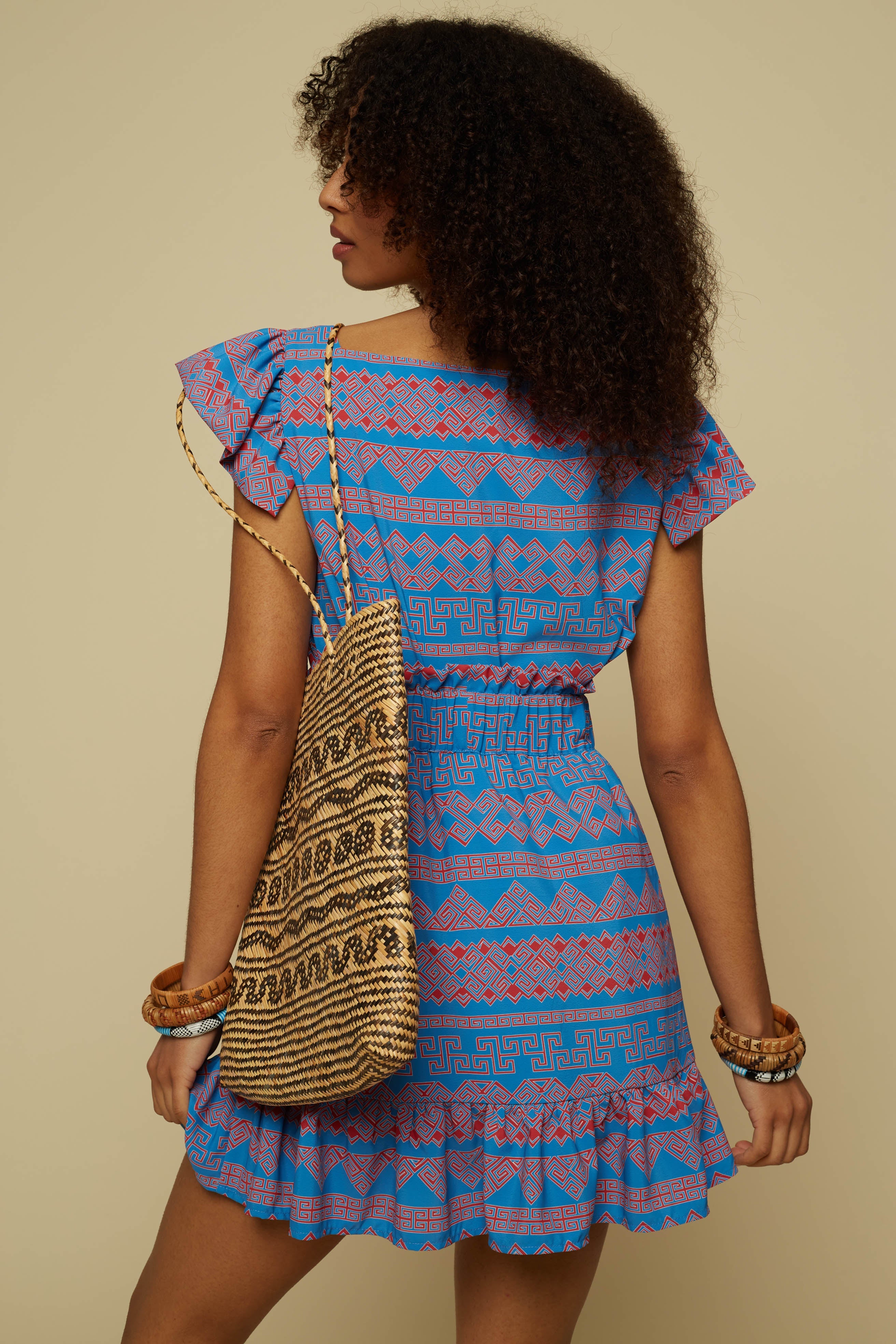 TECTON MINI SKIRT (BLUE JEWELLERY PRINT)