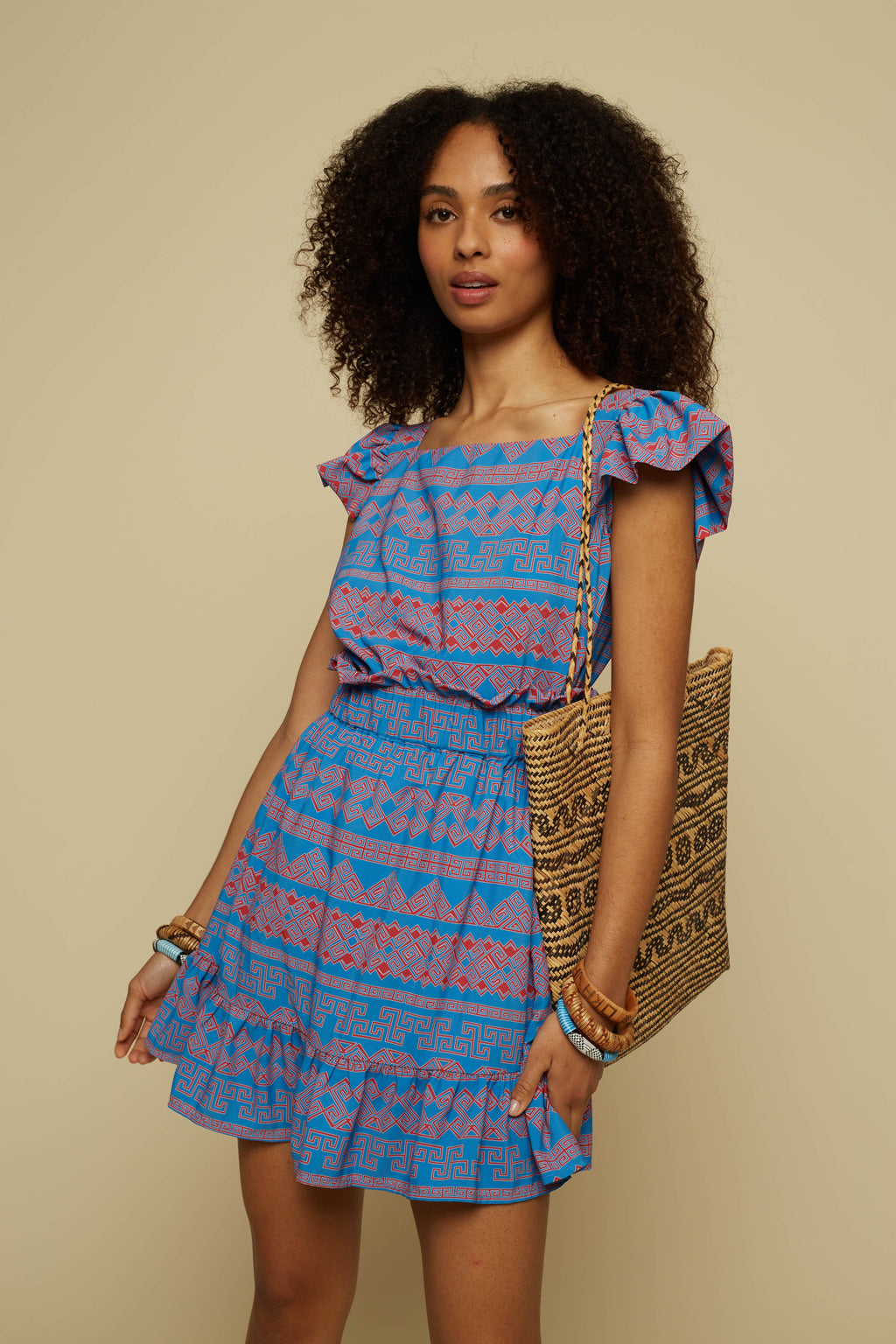 TECTON MINI SKIRT (BLUE JEWELLERY PRINT)