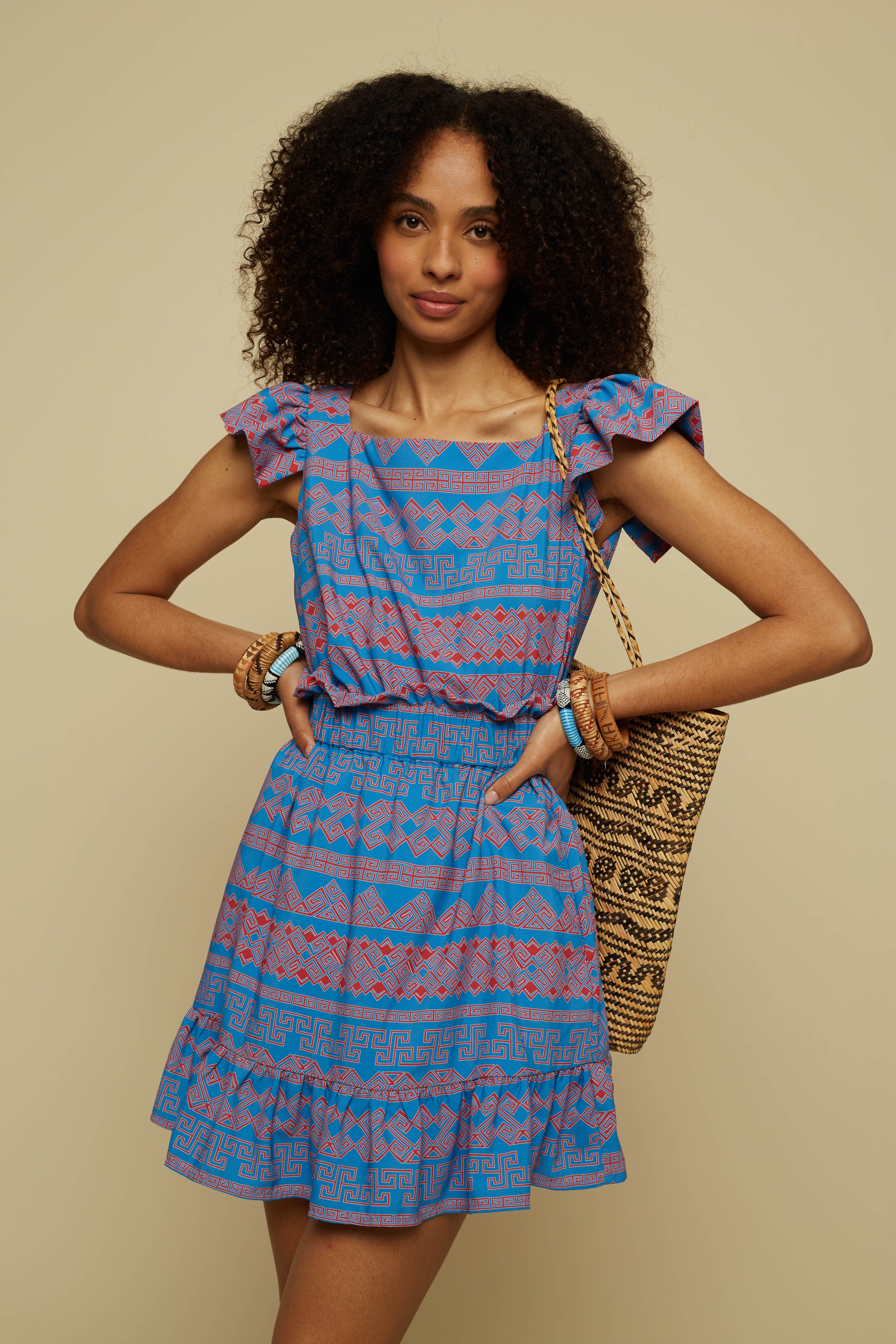 TECTON MINI SKIRT (BLUE JEWELLERY PRINT)
