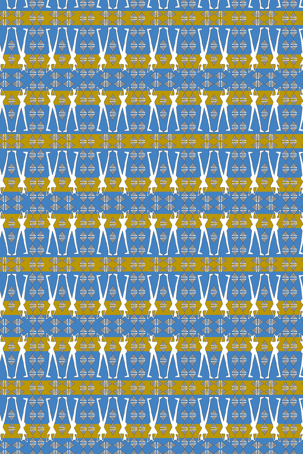SCHEMA PANTS (BLUE GEO HUMAN FIGURE PRINT)