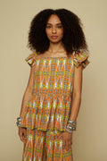 KYKLOS TOP (BROWN GEO HUMAN FIGURE PRINT)