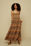 HOMER MAXI DRESS (BROWN ABSTRACT GEOMETRY PRINT)