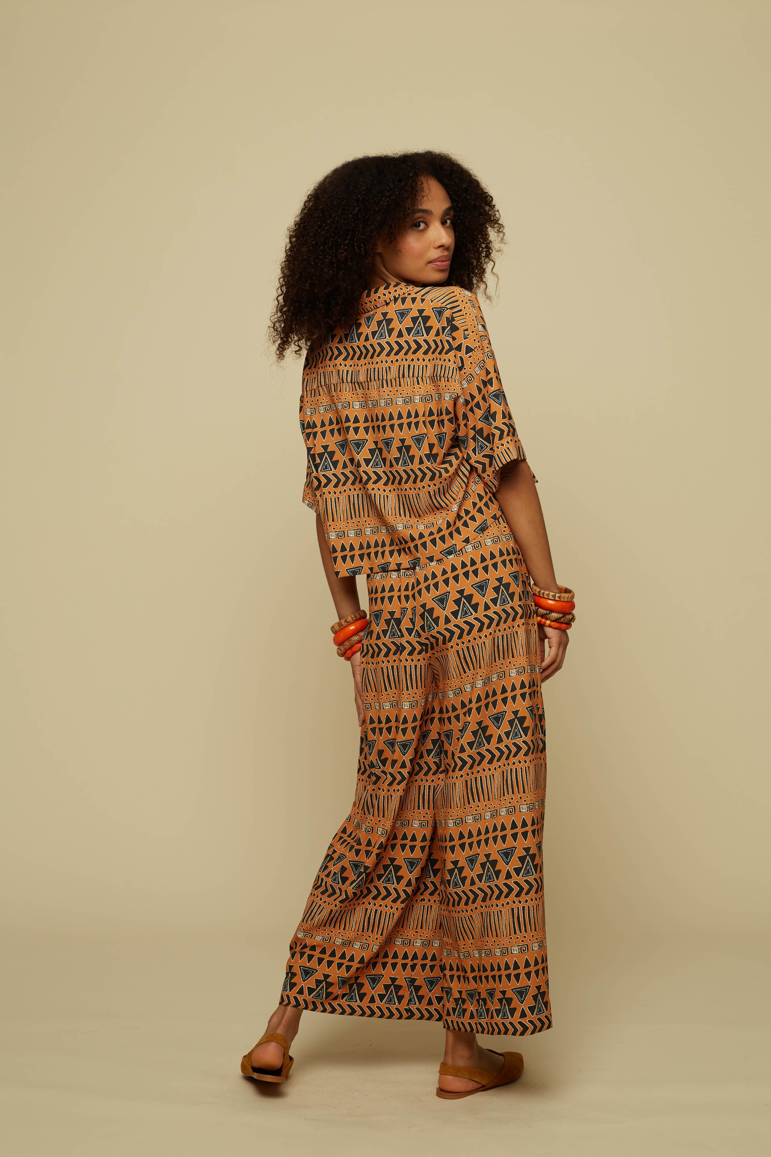 SCHEMA PANTS (BROWN ABSTRACT GEOMETRY PRINT)