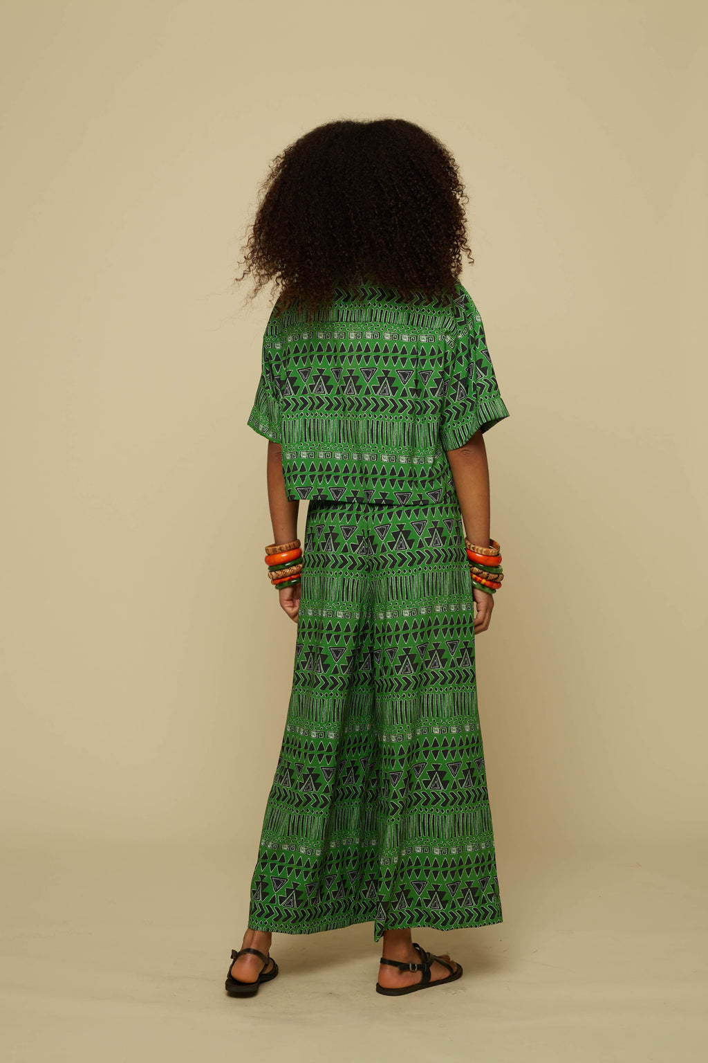 SCHEMA PANTS (GREEN ABSTRACT GEOMETRY PRINT)