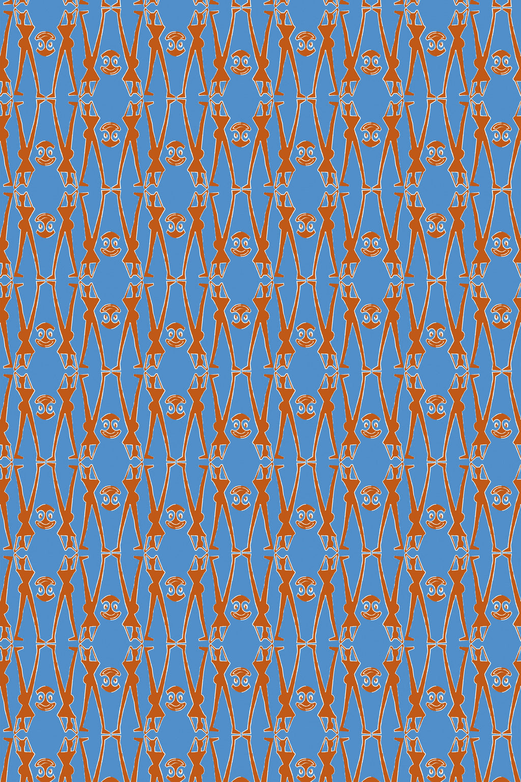ALOGON MAXI DRESS (BLUE GEO PEOPLE PRINT)