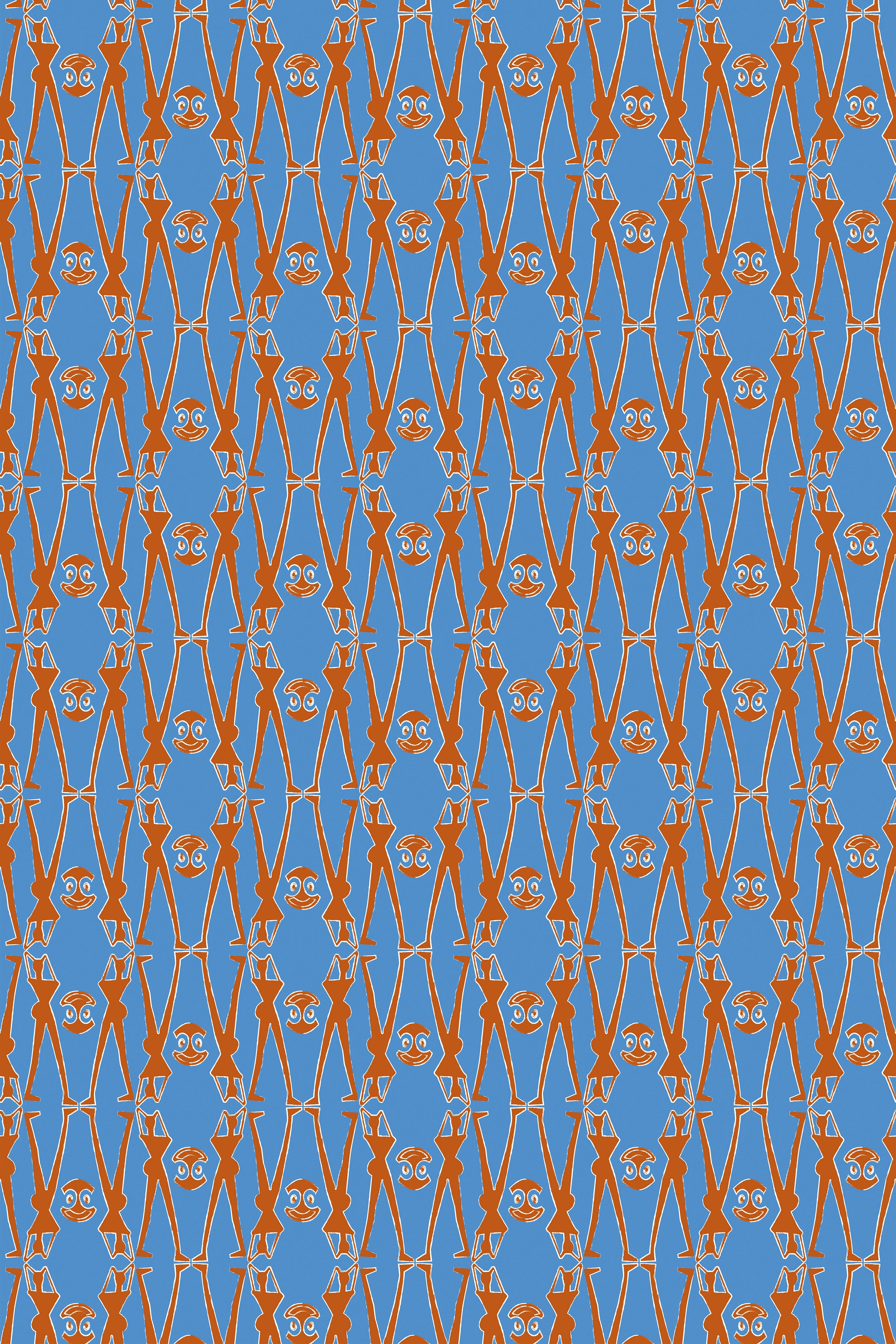 ALOGON MAXI DRESS (BLUE GEO PEOPLE PRINT)