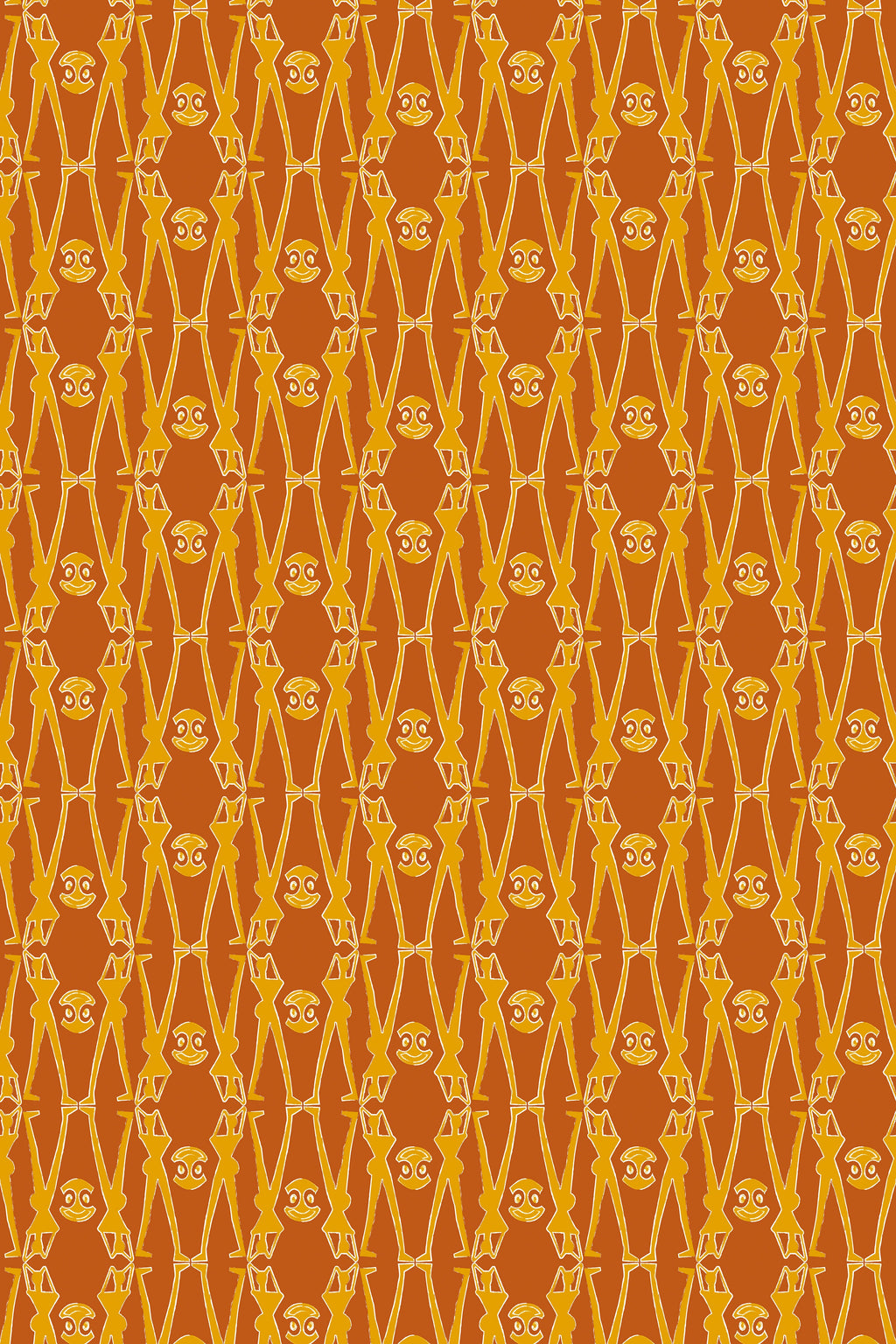 ALOGON MAXI DRESS (BROWN GEO PEOPLE PRINT)