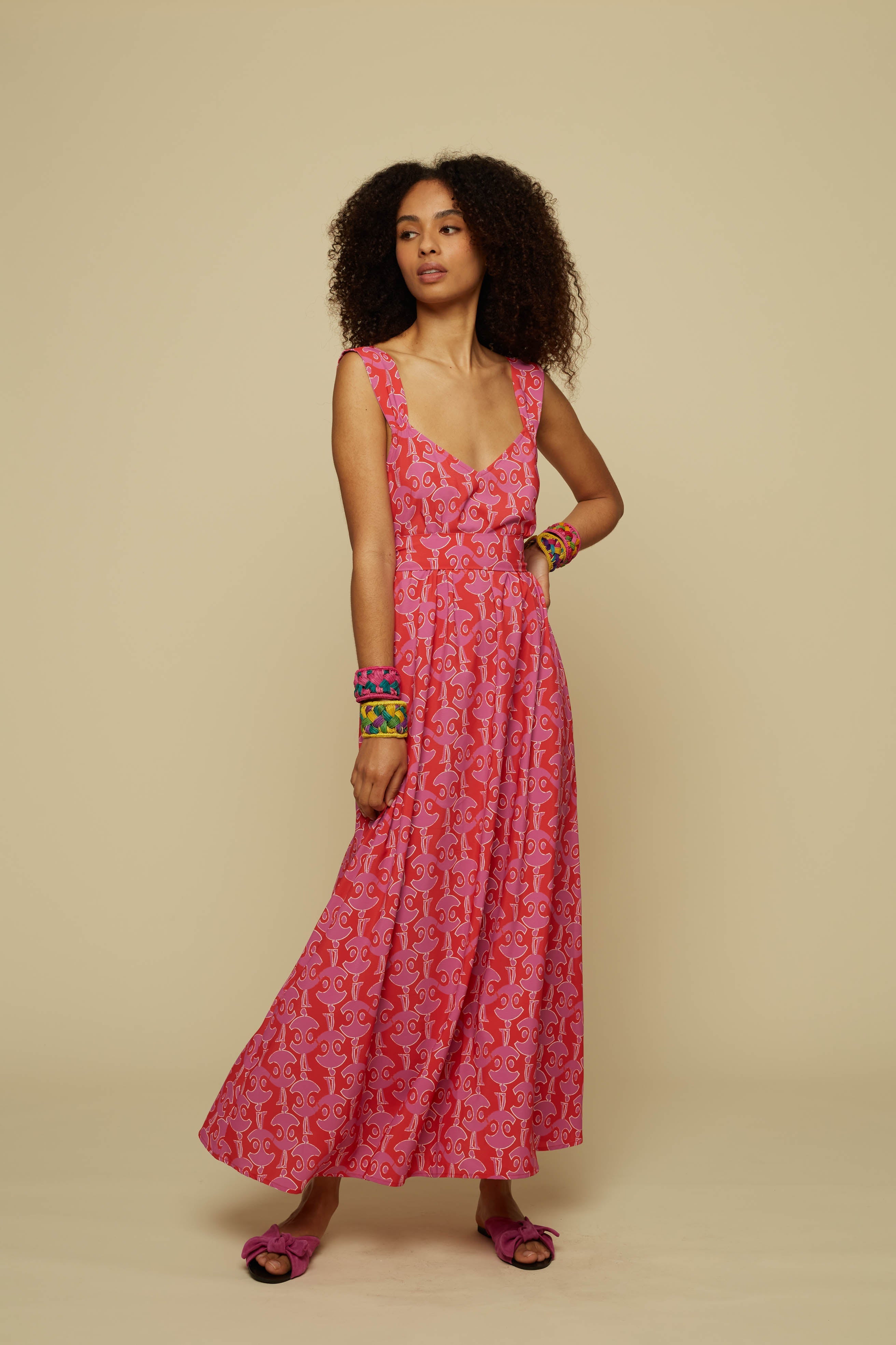 EPOS MAXI DRESS (Pink Geo People)