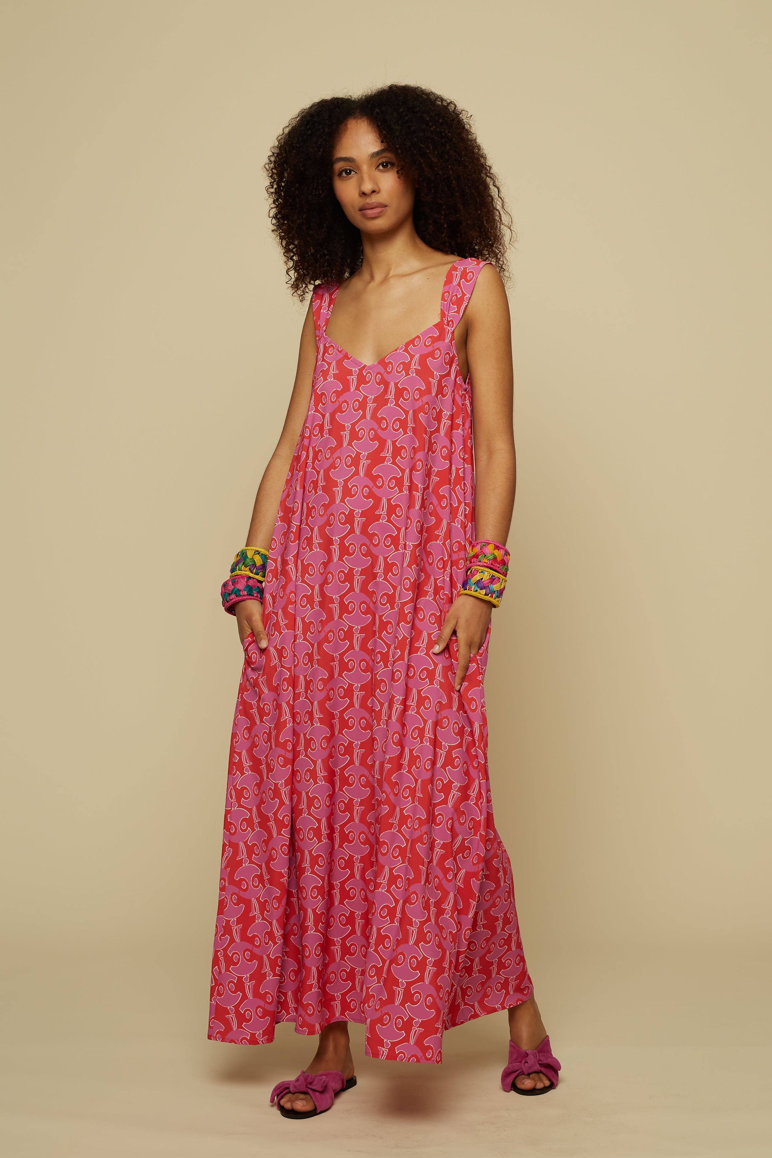 EPOS MAXI DRESS (Pink Geo People)