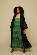KIMONO ATTICO (BLACK/GREEN EMBROIDERED)