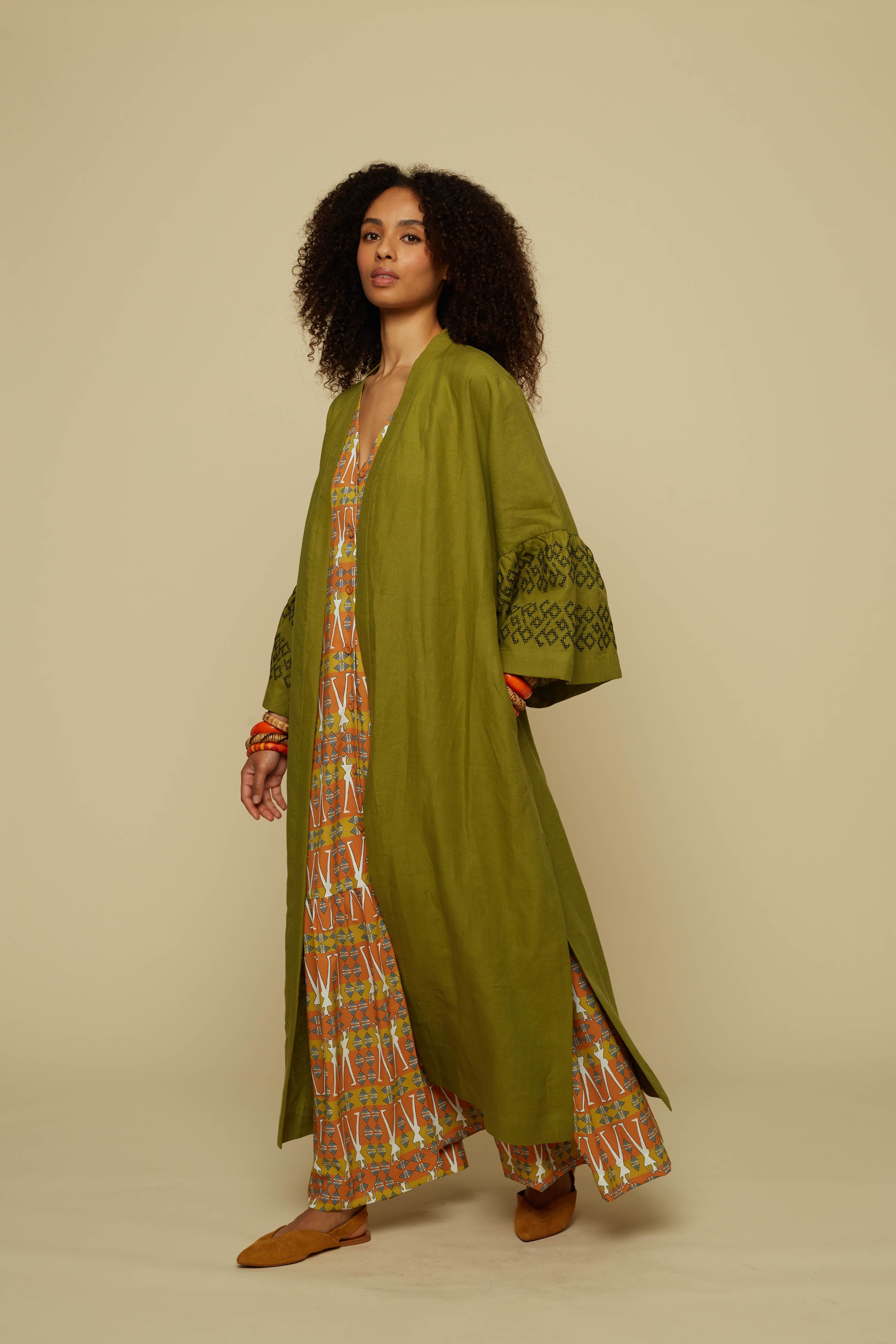 KIMONO ATTICO (GREEN/BLACK EMBROIDERED)