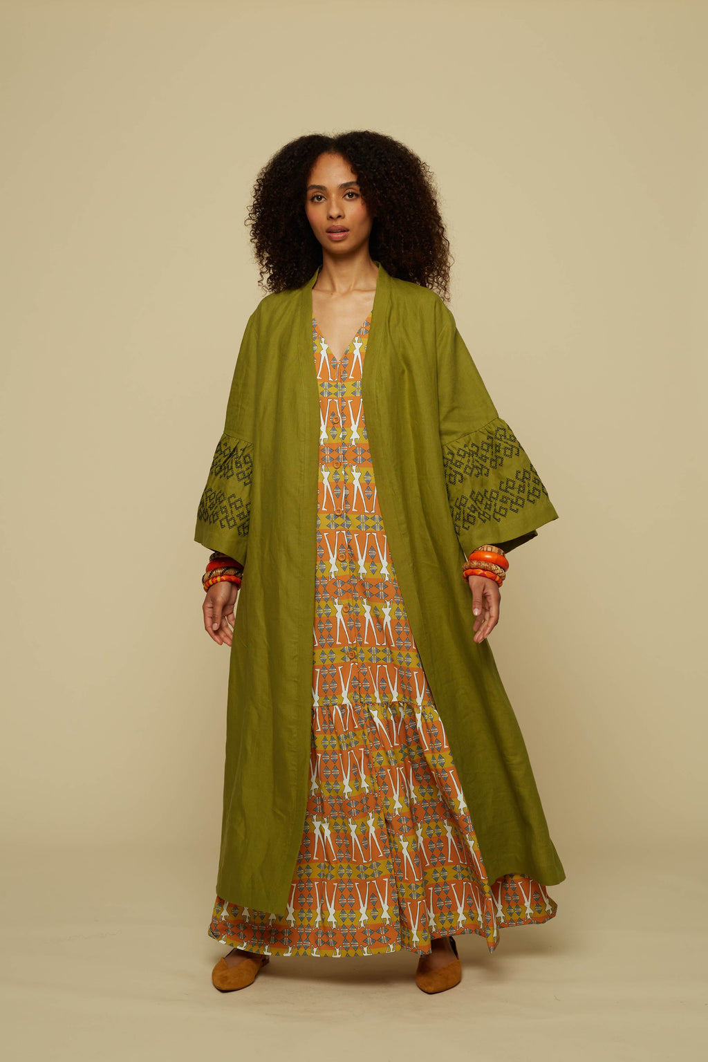 KIMONO ATTICO (GREEN/BLACK EMBROIDERED)