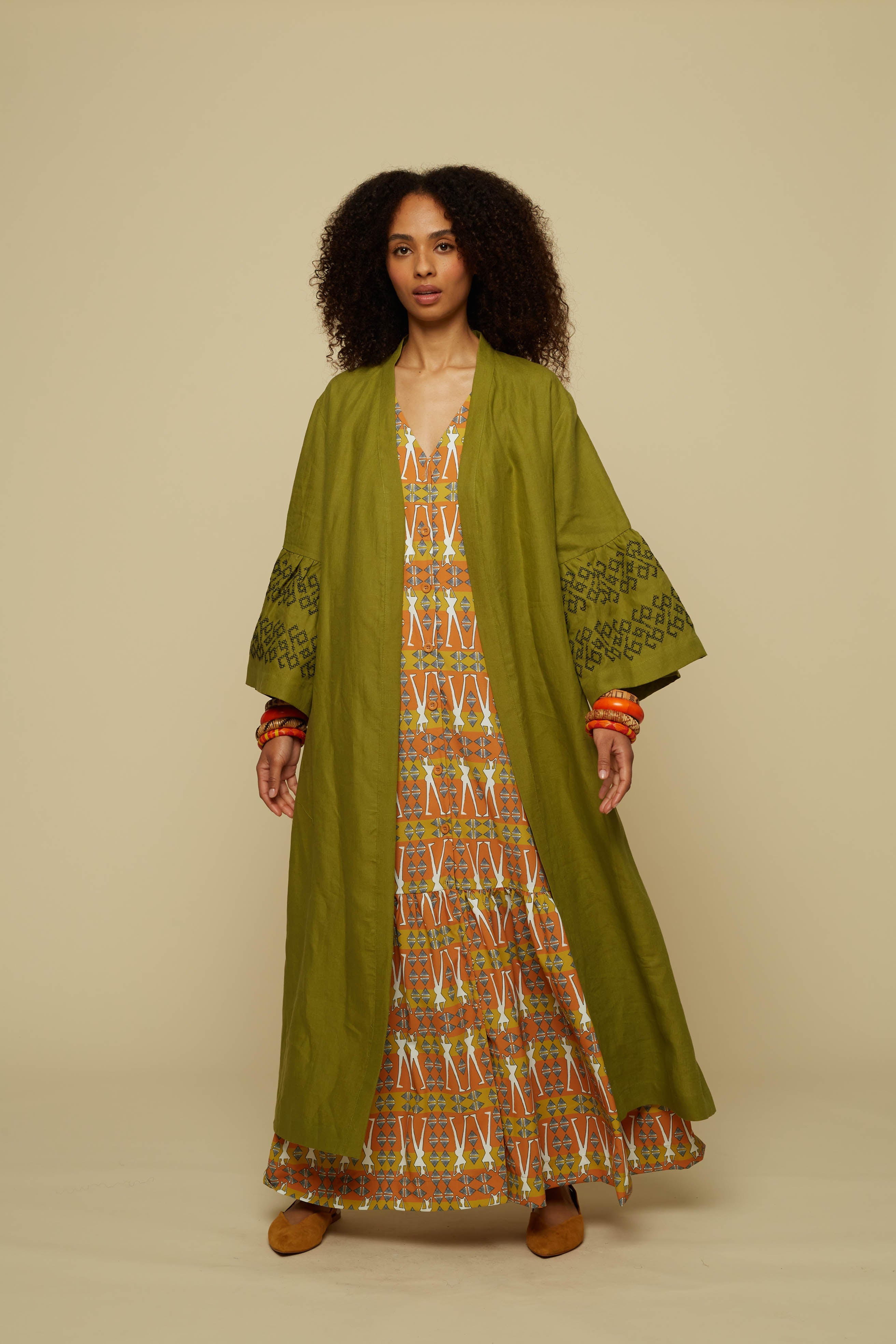 KIMONO ATTICO (GREEN/BLACK EMBROIDERED)