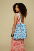 TOTE BAG (BLUE CHAIN&TRIANGLES PRINT)