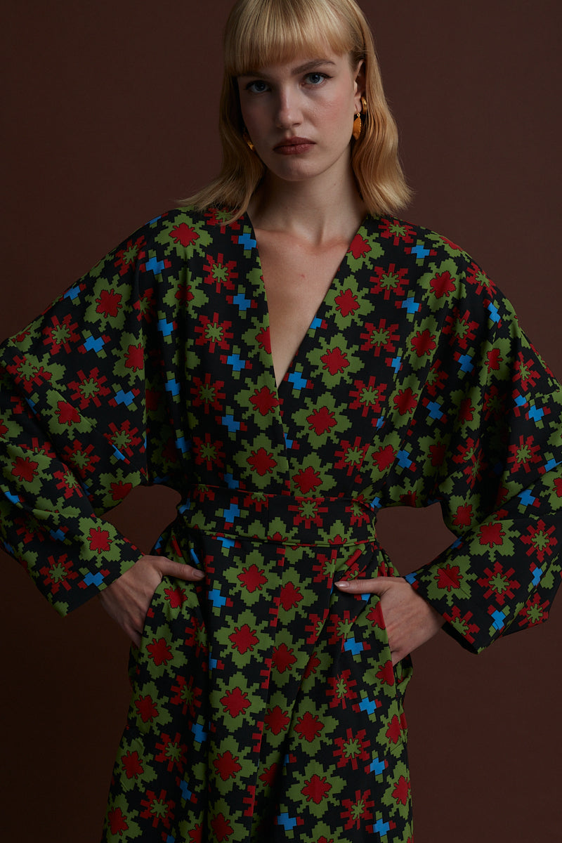 PRESPES KIMONO/DRESS (KOSOULA BLACK PRINT)