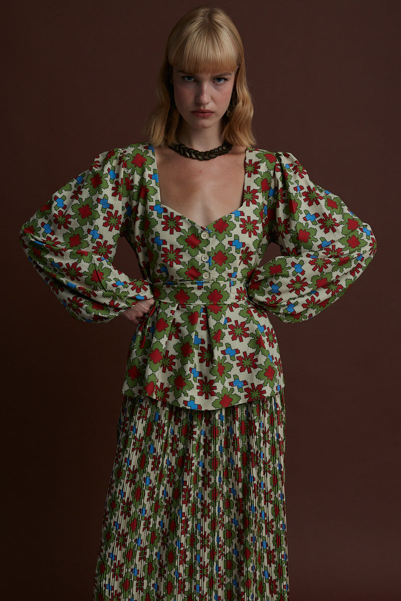 NYMFAIO TOP (KOSOULA BEIGE PRINT)