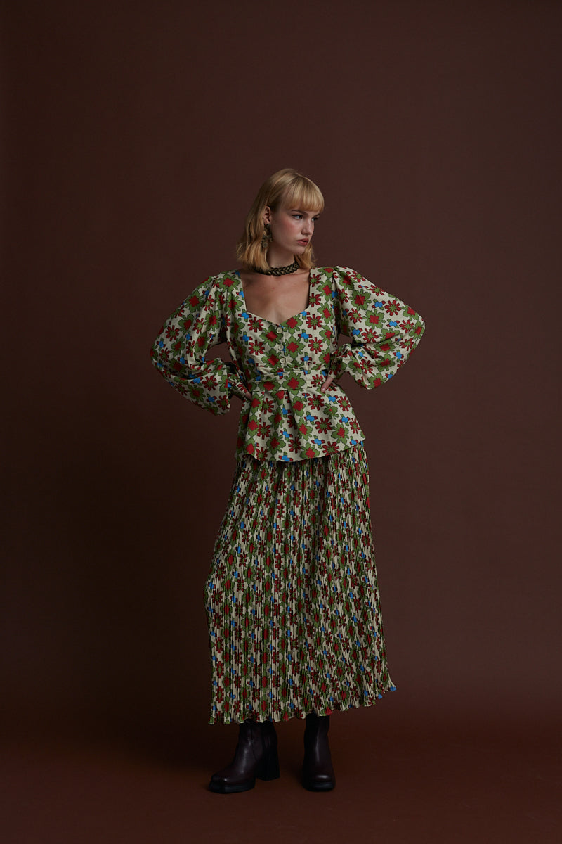 VASILITSA MAXI SKIRT (KOSOULA BEIGE PRINT)