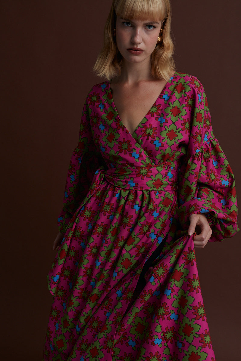 KOZANI MAXI DRESS (KOSOULA PINK PRINT)