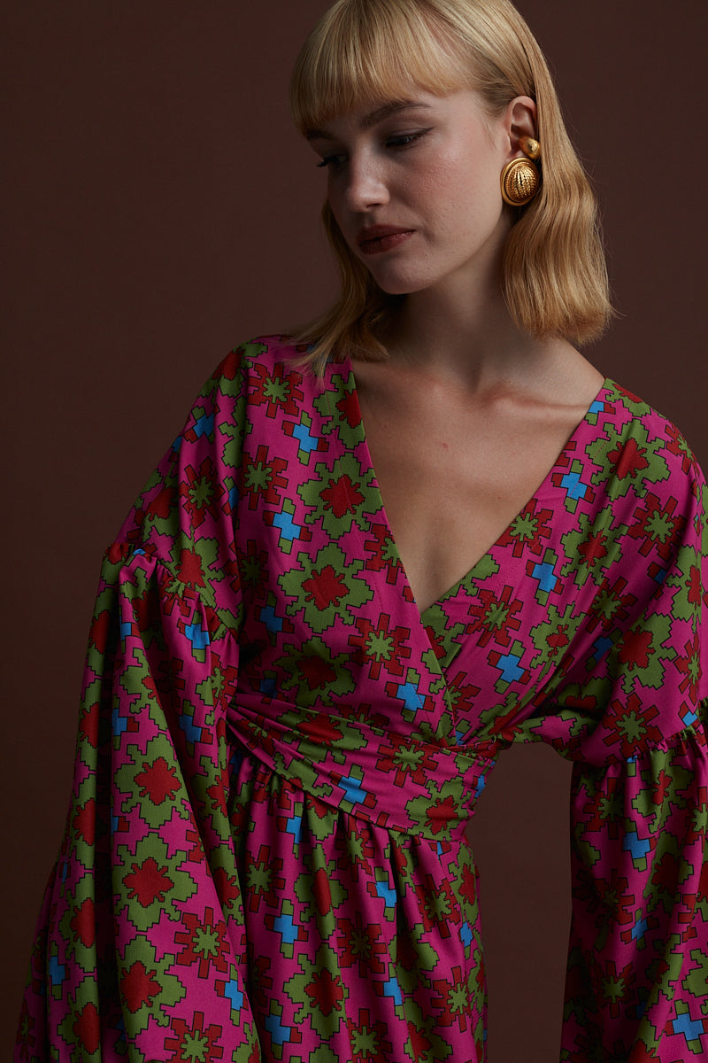 KOZANI MAXI DRESS (KOSOULA PINK PRINT)