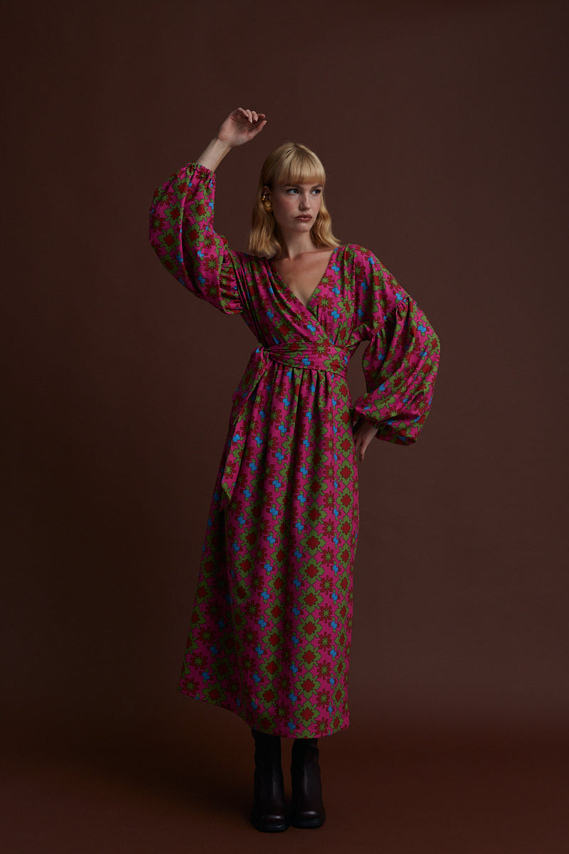 KOZANI MAXI DRESS (KOSOULA PINK PRINT)