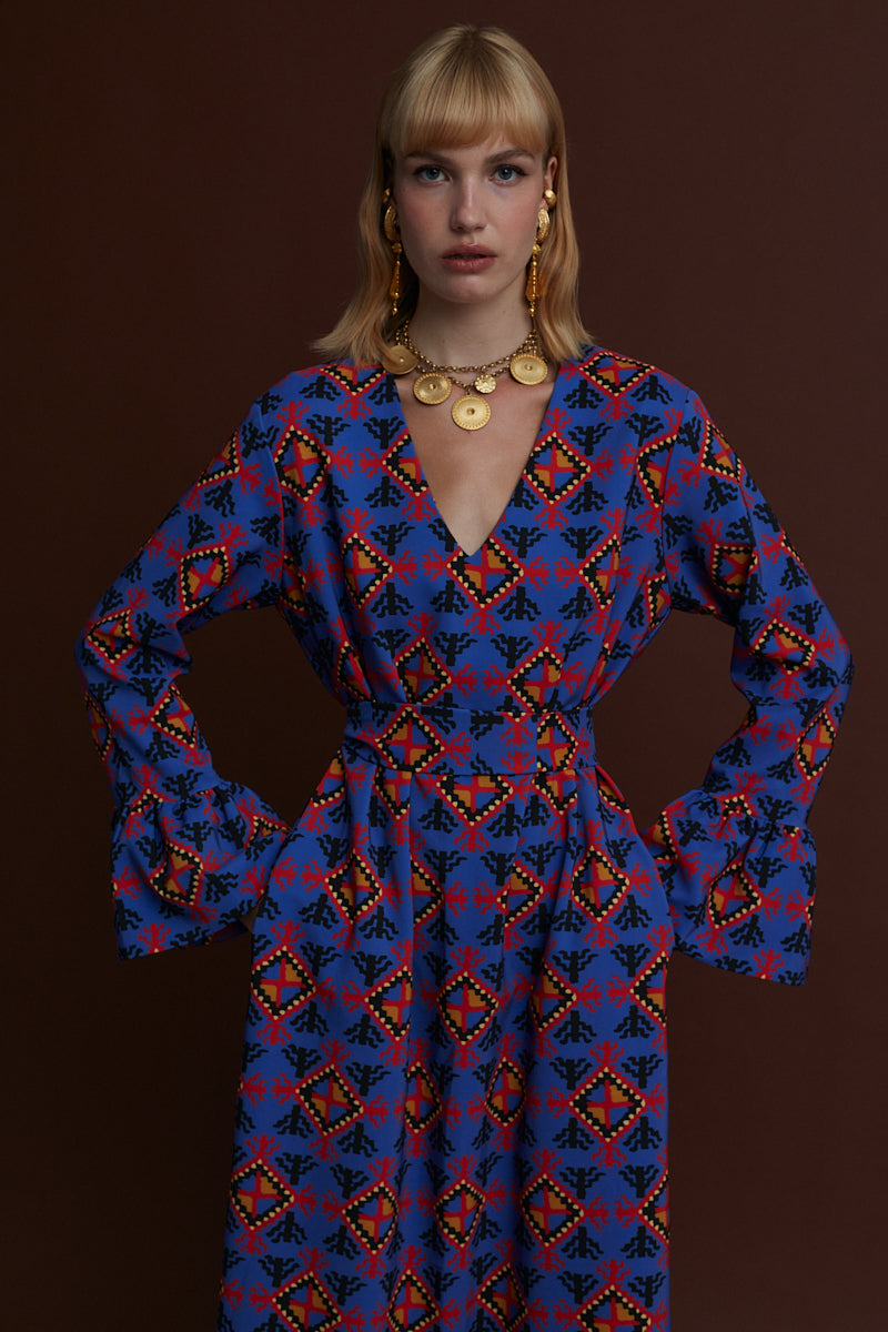 VEGORITIDA MAXI DRESS (LECHOVO BLUE PRINT)