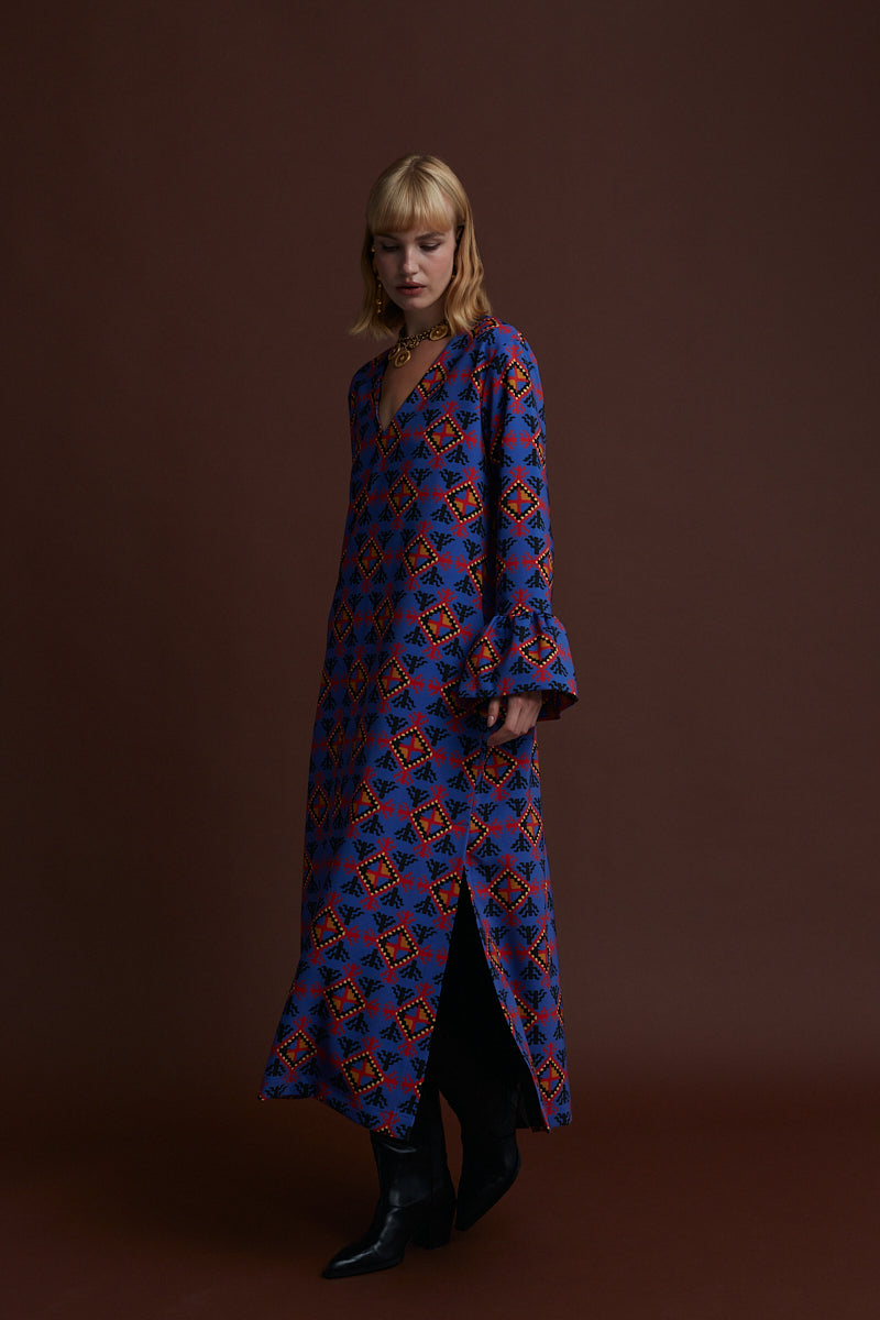 VEGORITIDA MAXI DRESS (LECHOVO BLUE PRINT)