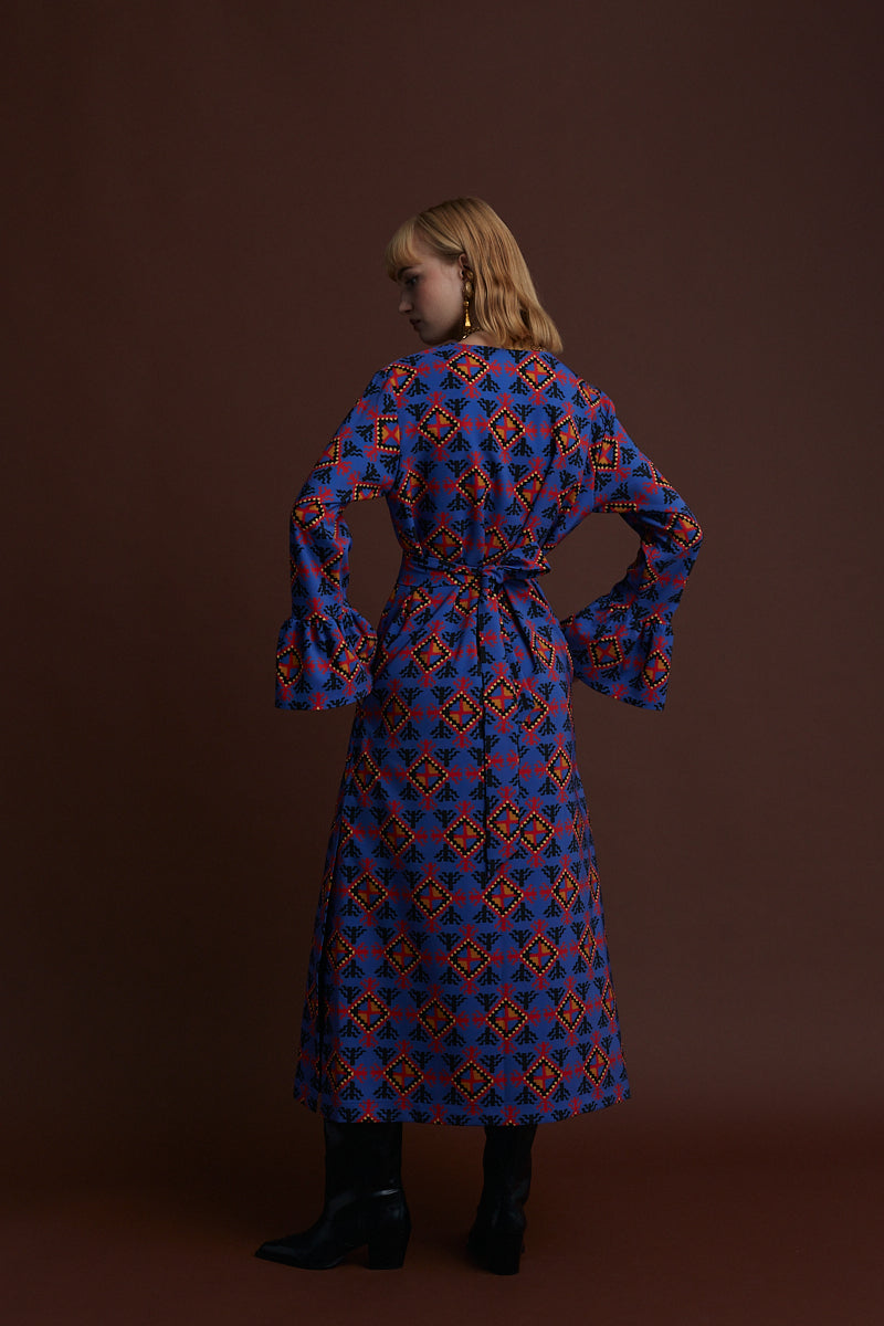 VEGORITIDA MAXI DRESS (LECHOVO BLUE PRINT)