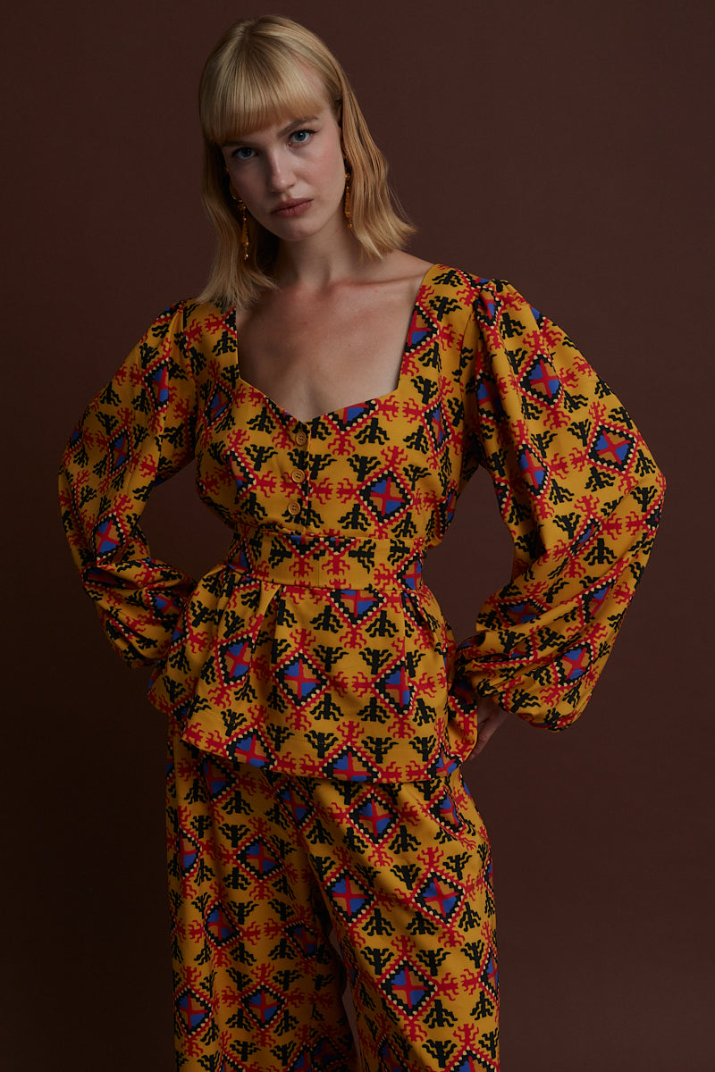 NYMFAIO TOP (LECHOVO MUSTARD PRINT)