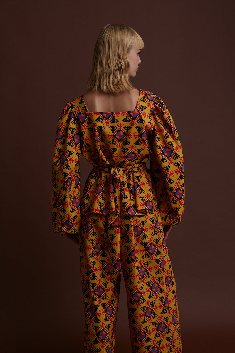 NYMFAIO TOP (LECHOVO MUSTARD PRINT)