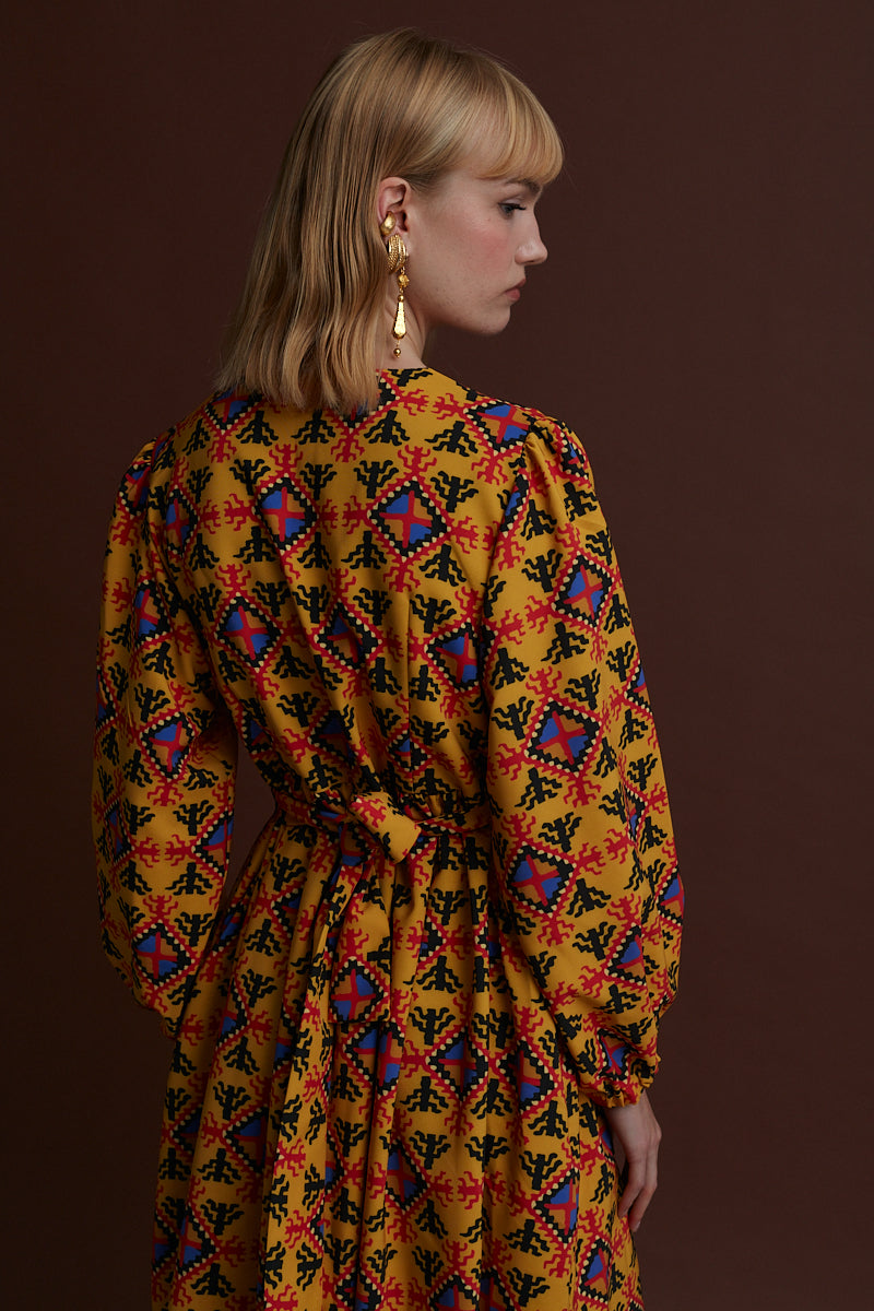 KASTORIA MAXI DRESS (LECHOVO MUSTARD PRINT)