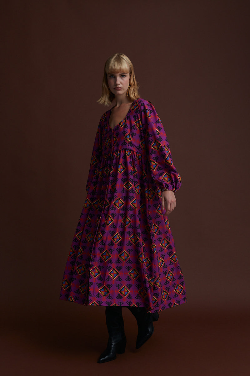 KASTORIA MAXI DRESS (LECHOVO MAUVE PRINT)